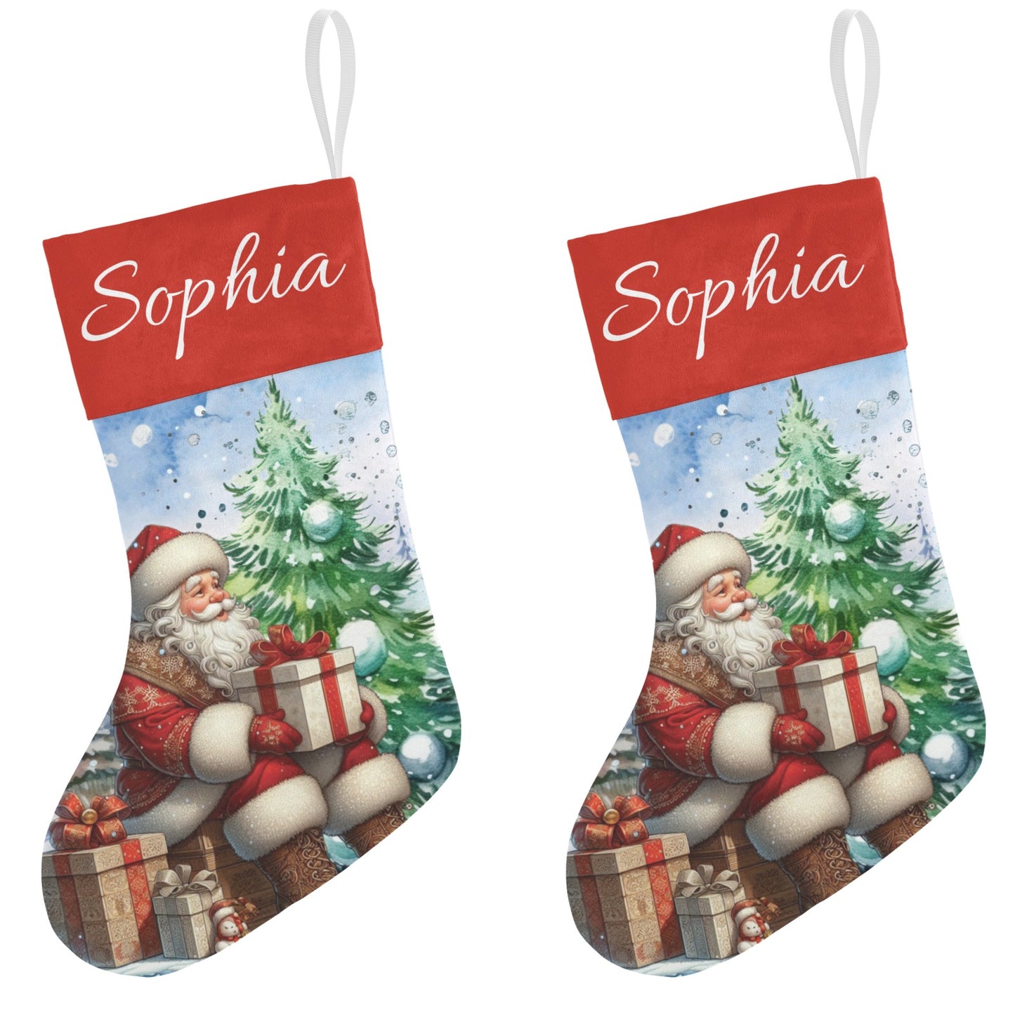 Santa Claus Christmas Stocking Custom Name Santa Socks Gift