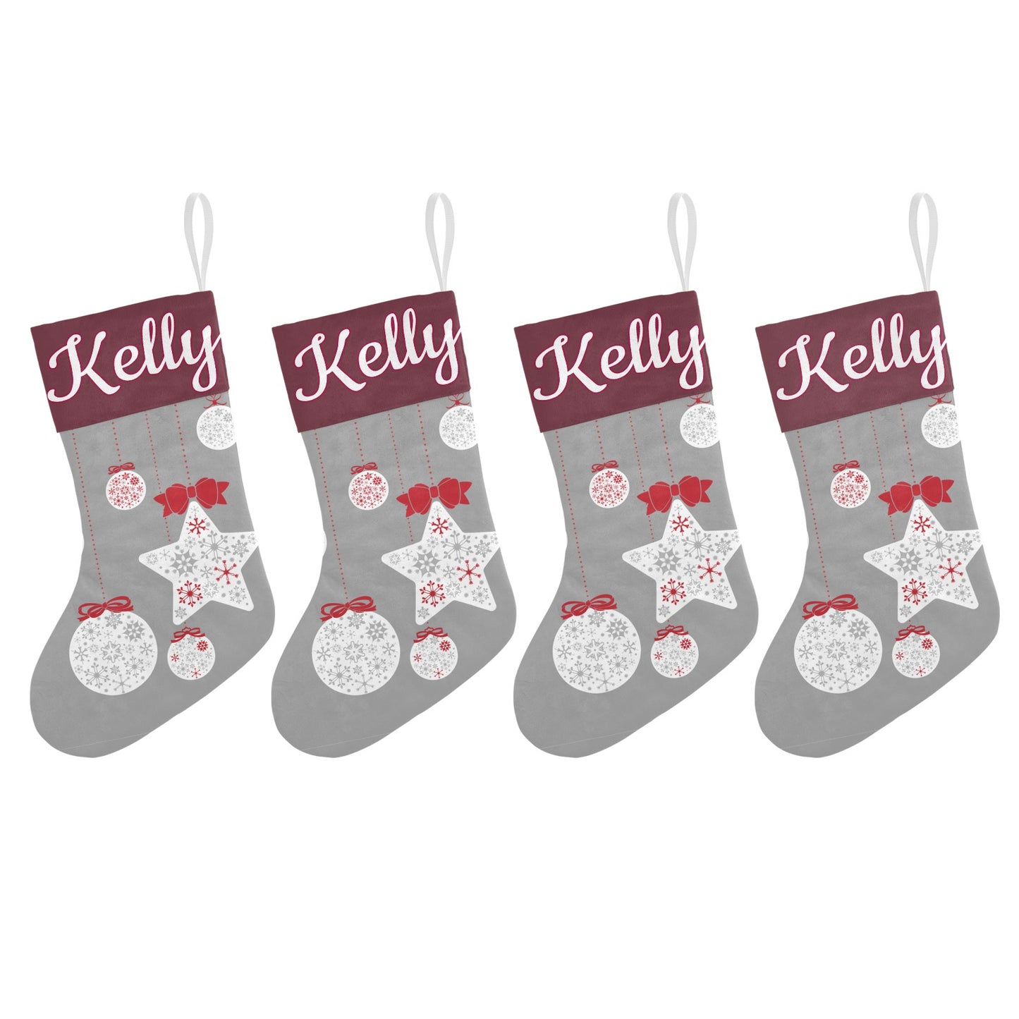 Pentagram Snowflake Christmas Stocking Custom Name Santa Socks Gift