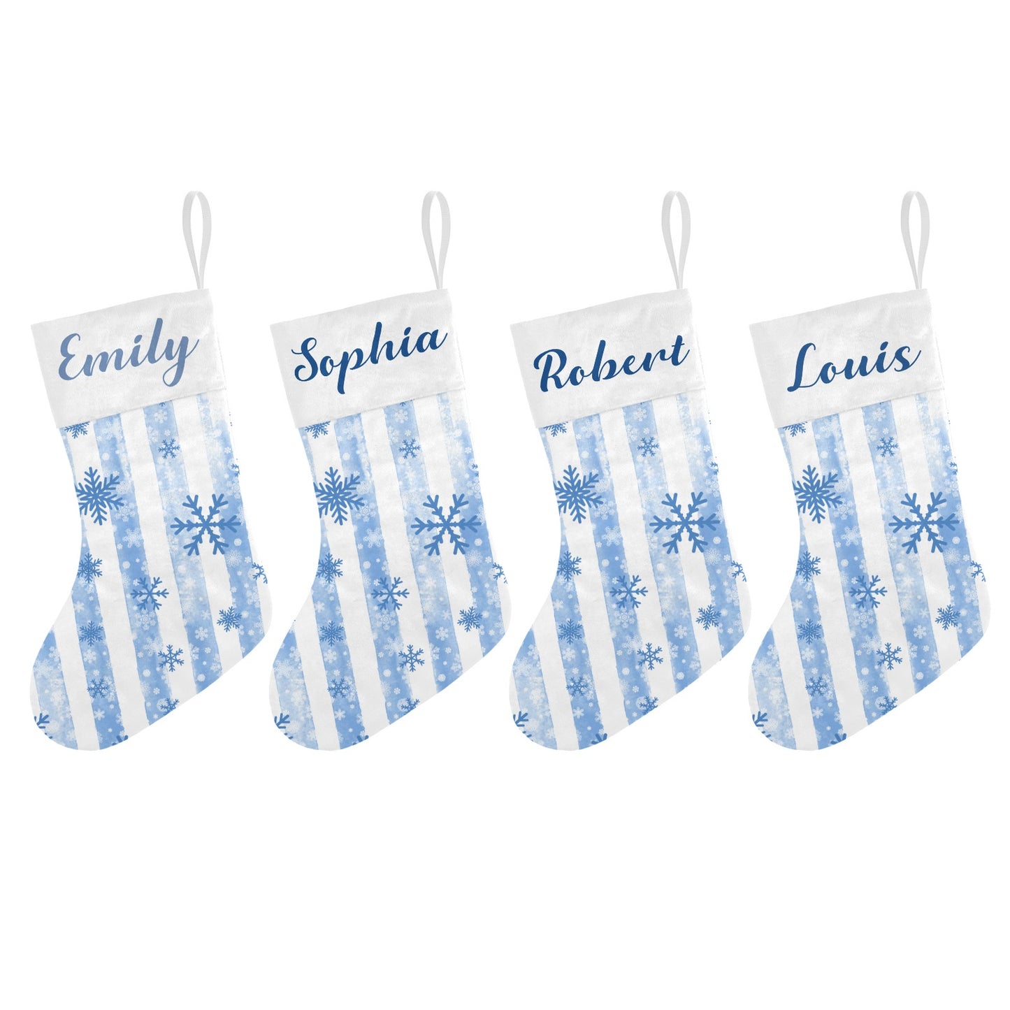 Snowflakes Stripes Christmas Stocking Custom Name Christmas Socks Gift