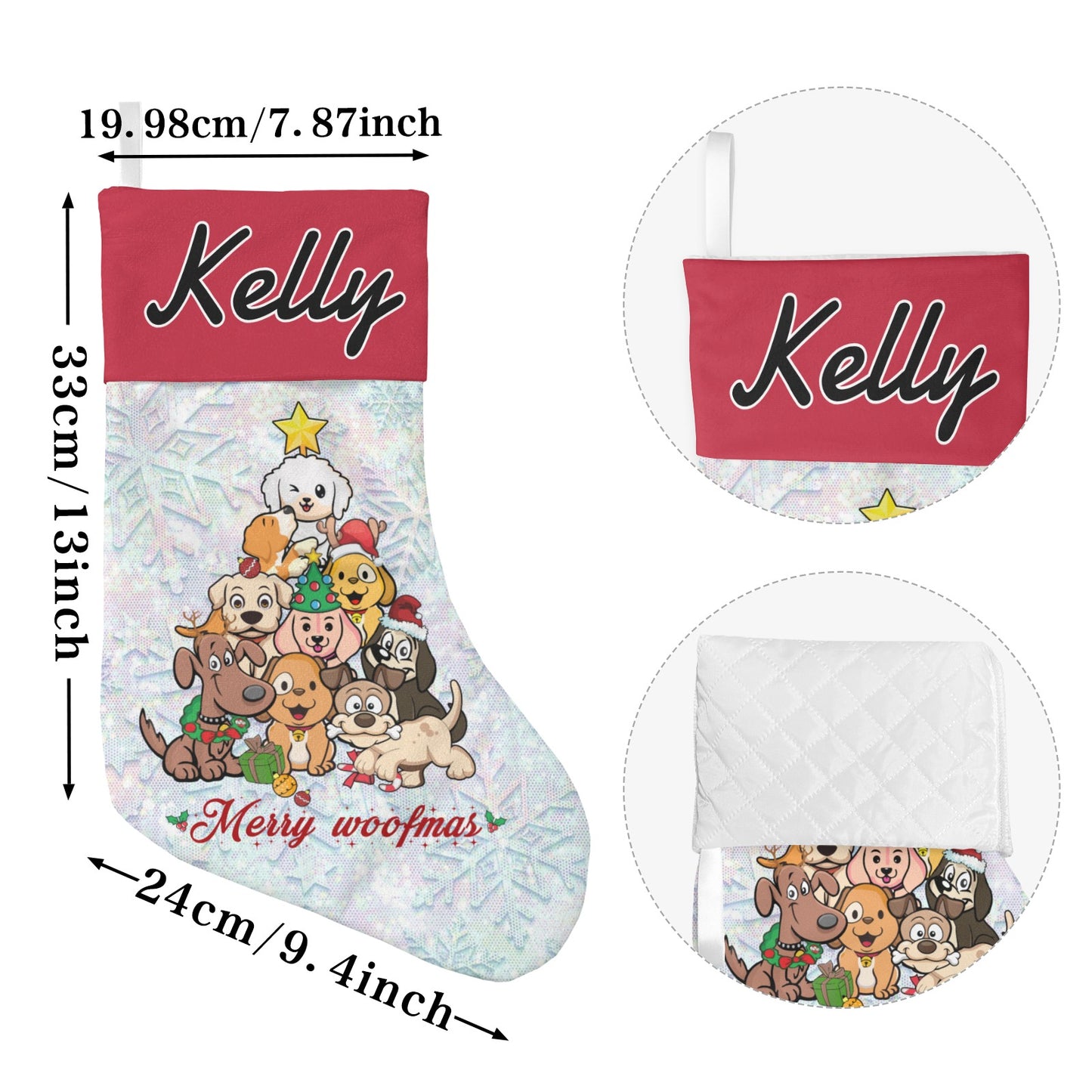 Dogs Christmas Stocking Custom Name Santa Socks Gift