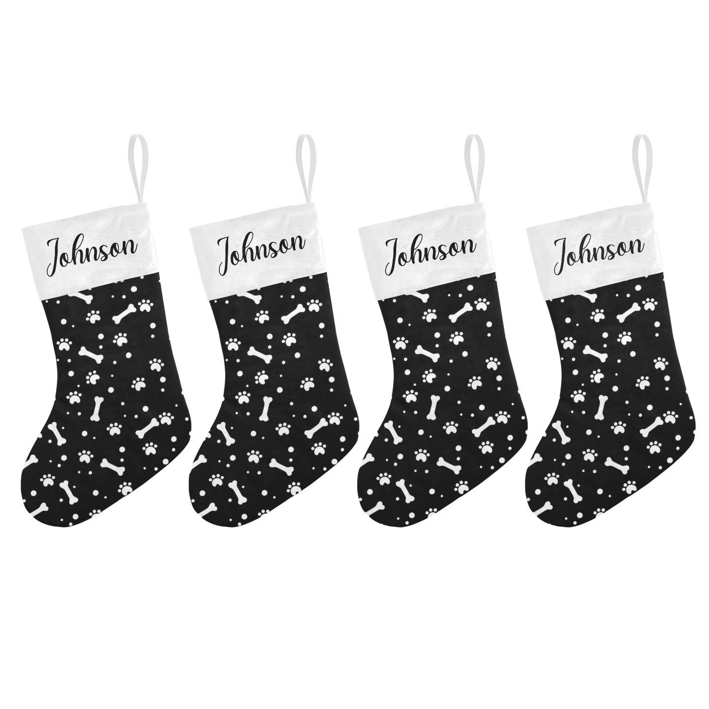 Dog Paw bones Christmas Stocking Custom Name Christmas Socks Gift