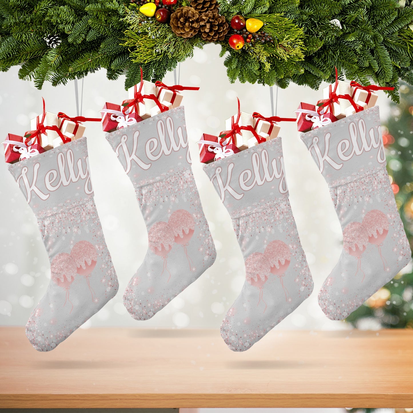 Sequin Christmas Stocking Custom Name Santa Socks Gift