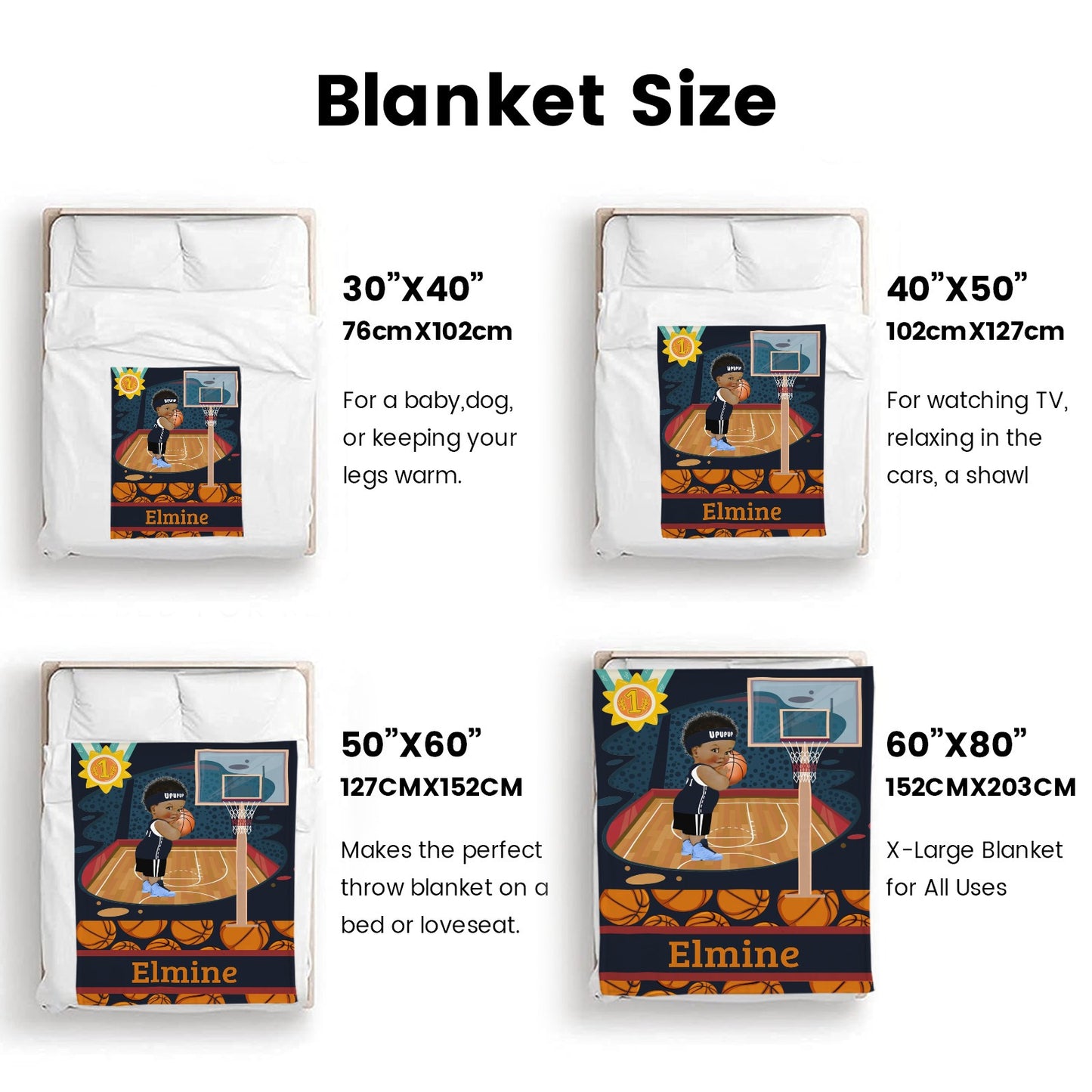 Basketball Boy Flannel Blanket Custom Name Blanket Gift for Men Women
