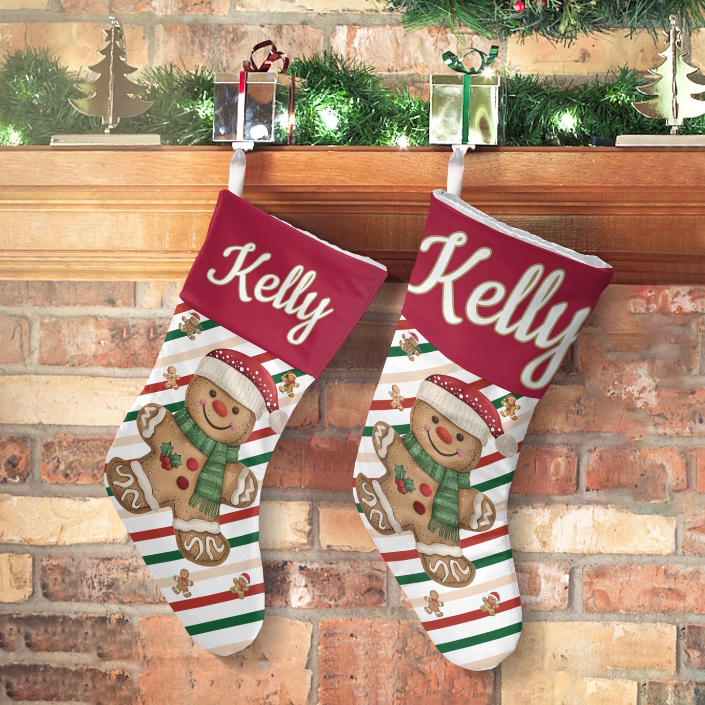 Snow Christmas Stocking Custom Name Santa Socks Gift