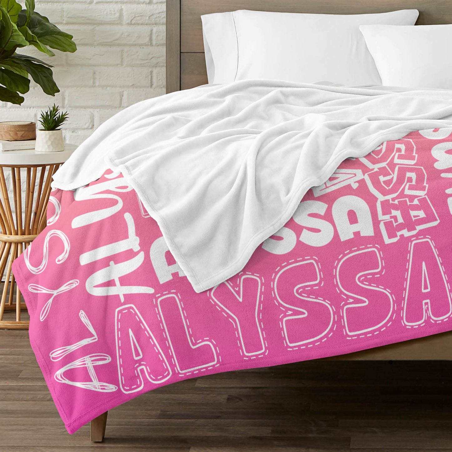 Orange Rose Gradient Flannel Blanket Name Blanket Personalized Blanket for Adult Kids Flannel Customize Throw Blanket Custom