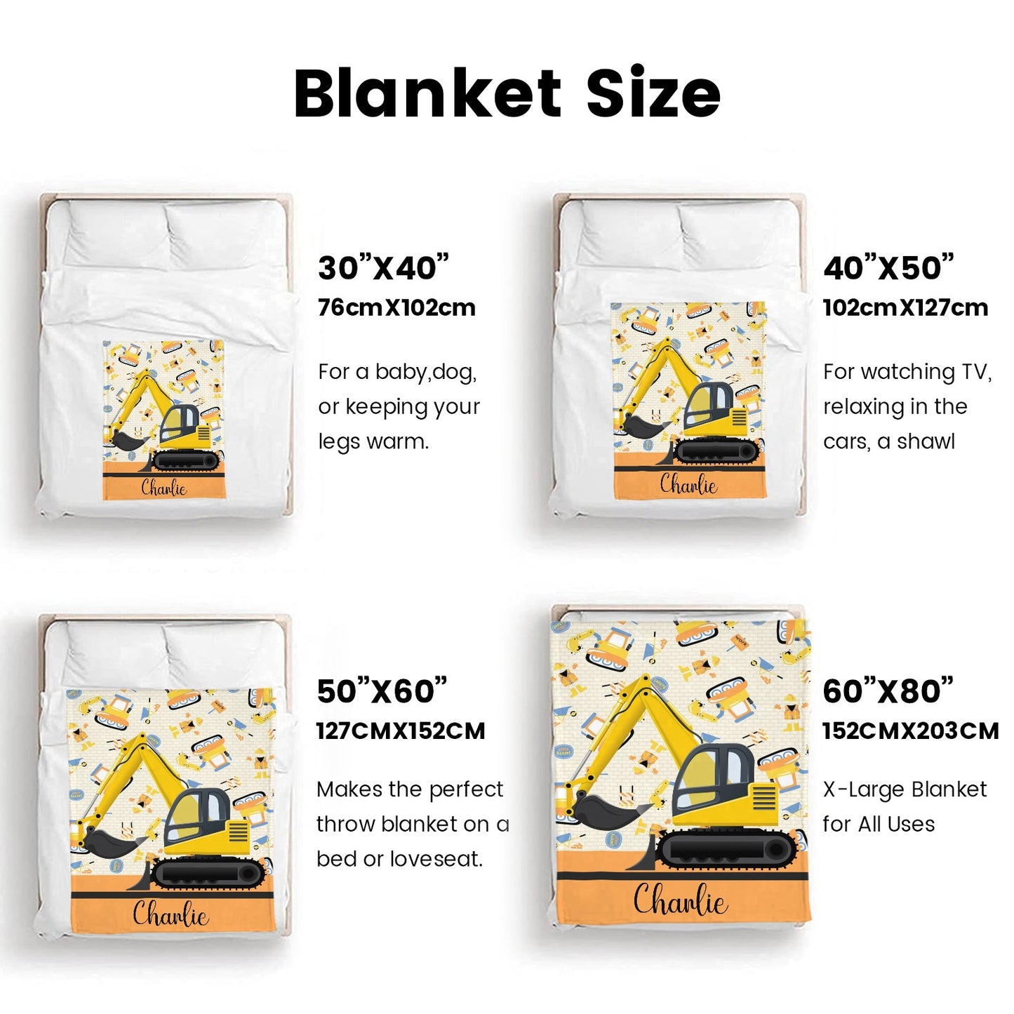 Tractor Truck Flannel Blanket Custom Name Blanket Gift for Men Women