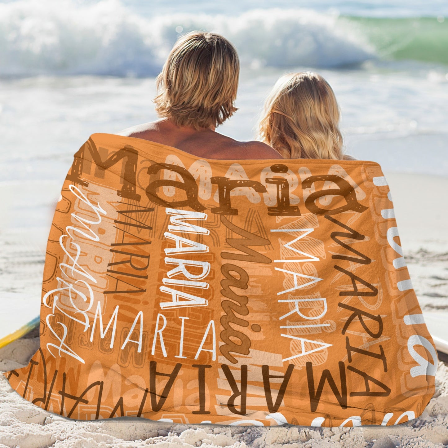 Orange Flannel Blanket Name Blanket Personalized Blanket for Adult Kids Flannel Customize Throw Blanket Custom