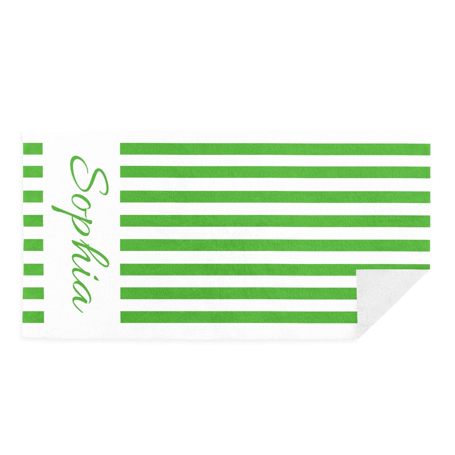 Green Stripe Beach Towel Custom Cotton/Poly Blend Pool Towel - Blue - Personalize with Your Name - Standard Size