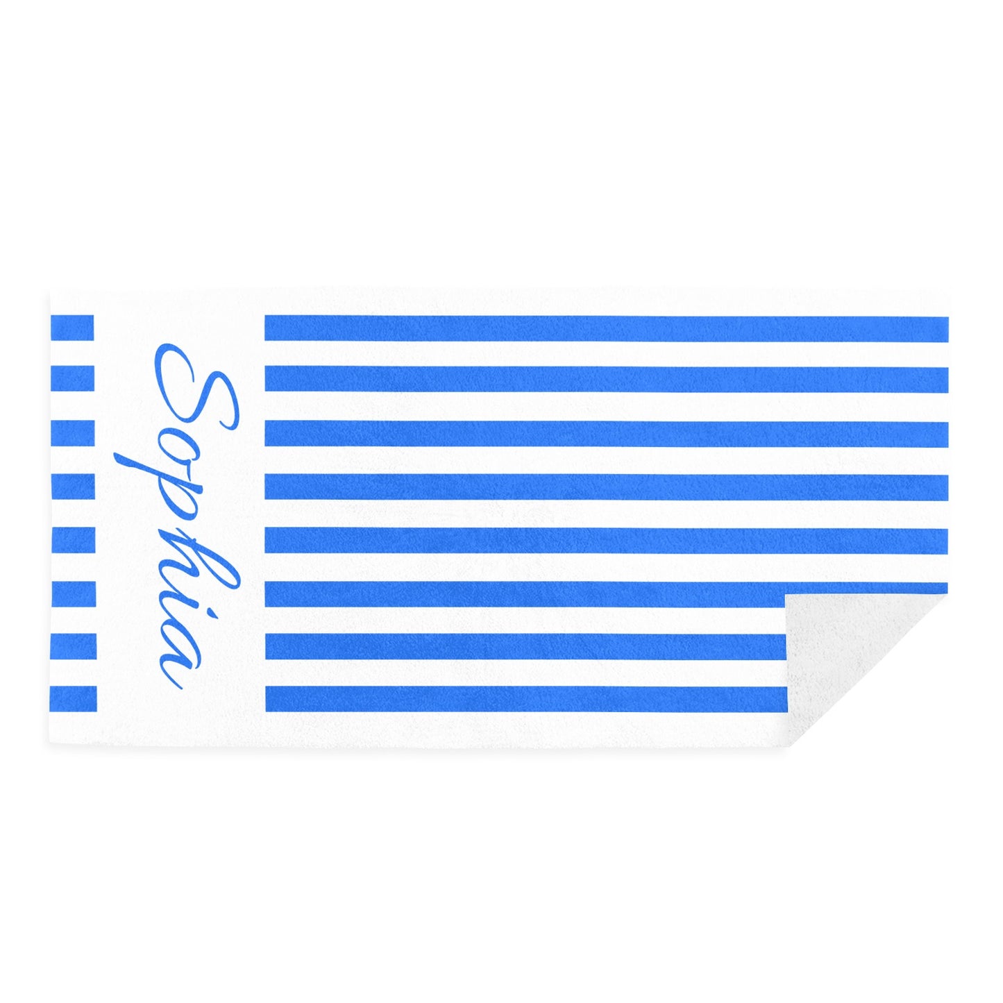 Stripe Blue Beach Towel Custom Cotton/Poly Blend Pool Towel - Blue - Personalize with Your Name - Standard Size