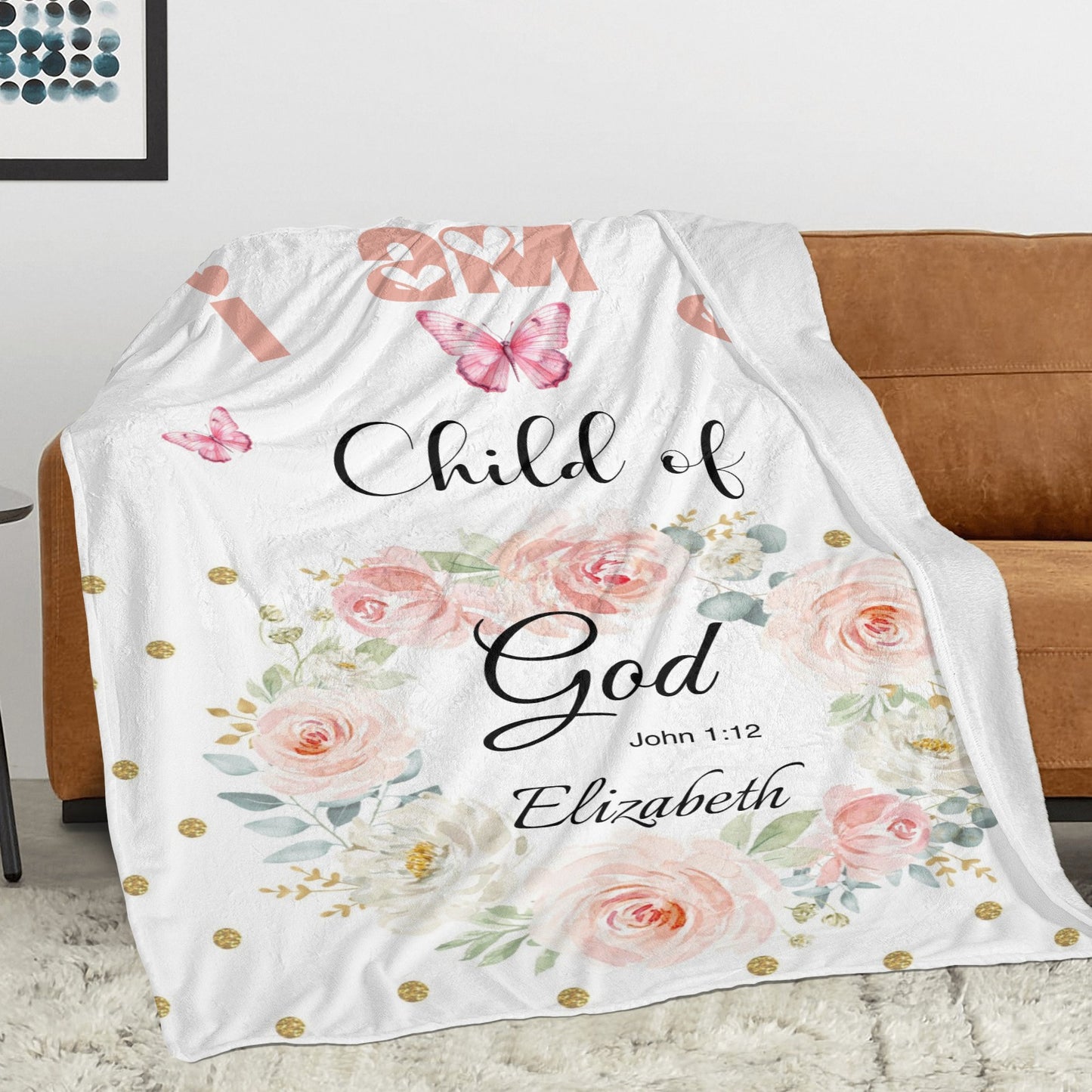 I Am A Child of God Flannel Blanket Custom Name Blanket Gift for Men Women