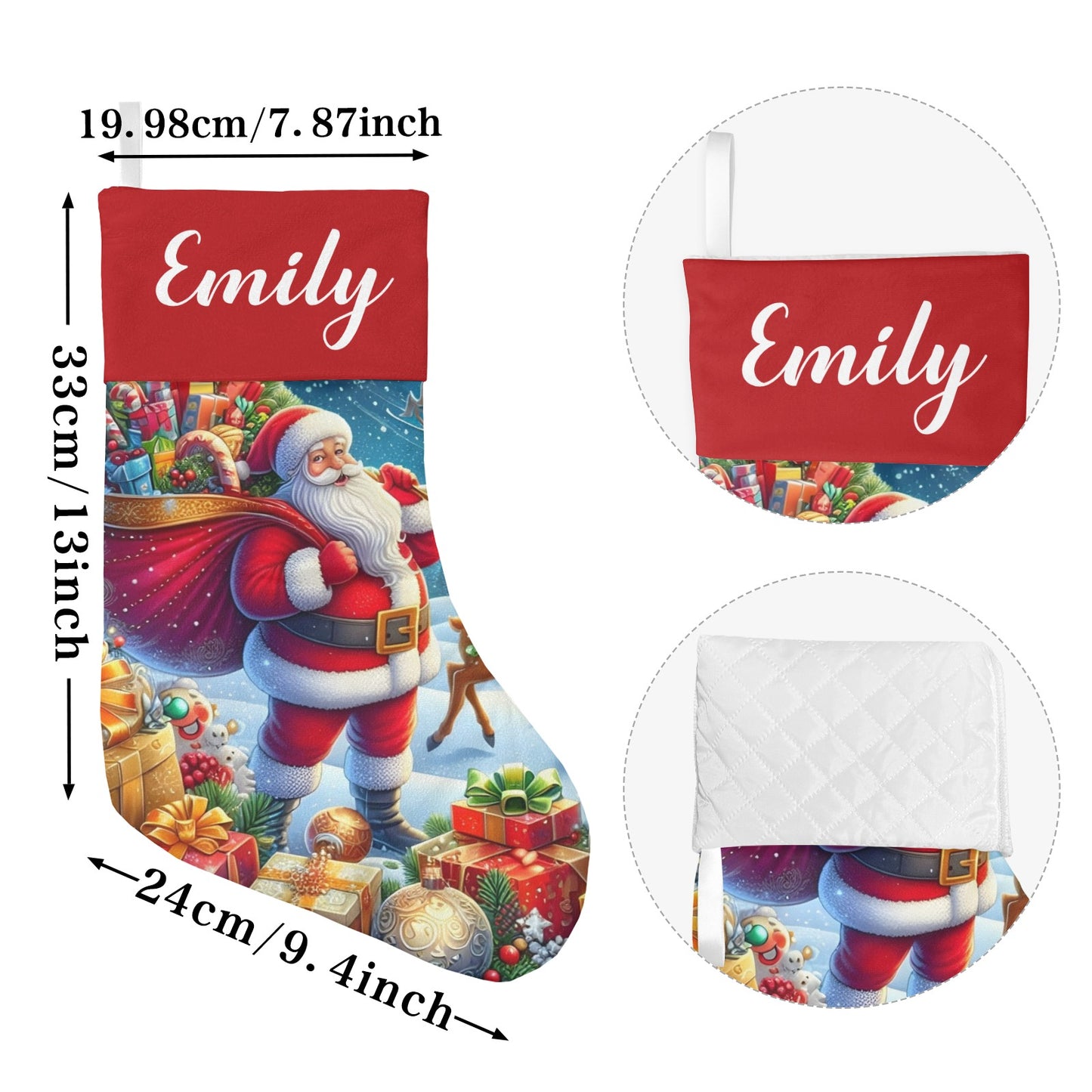 Santa Claus Christmas Stocking Custom Name Christmas Socks Gift