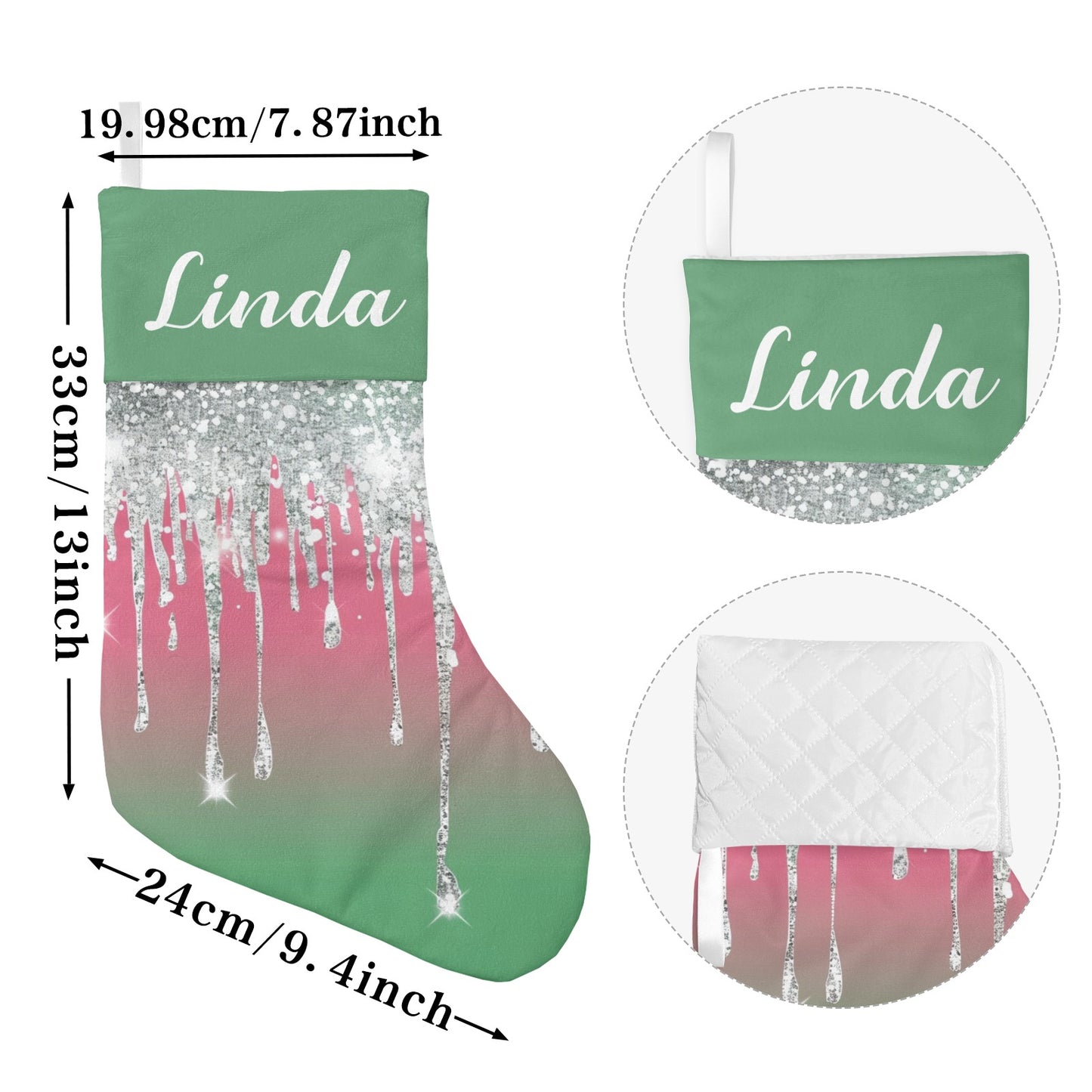 Green Christmas Stocking Custom Name Christmas Socks Gift
