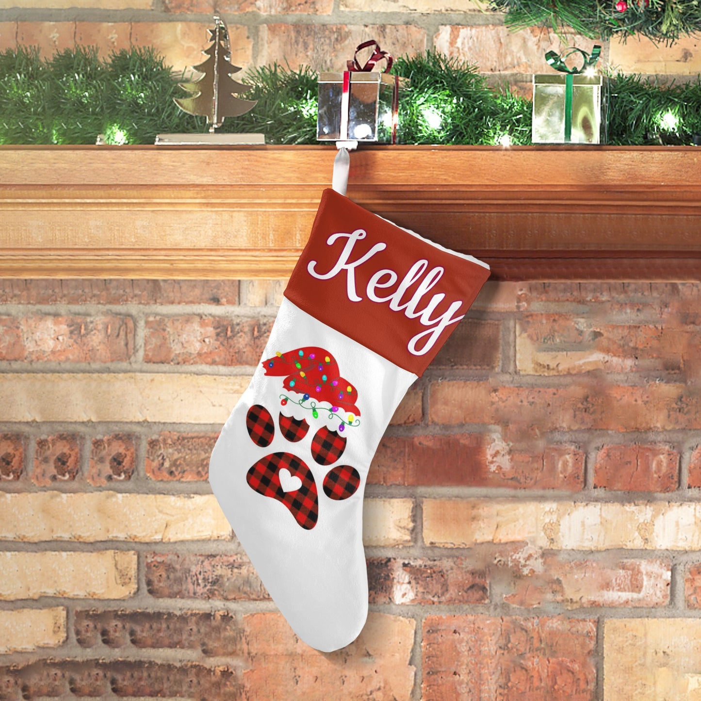 Santa's Hat Christmas Stocking Custom Name Santa Socks Gift