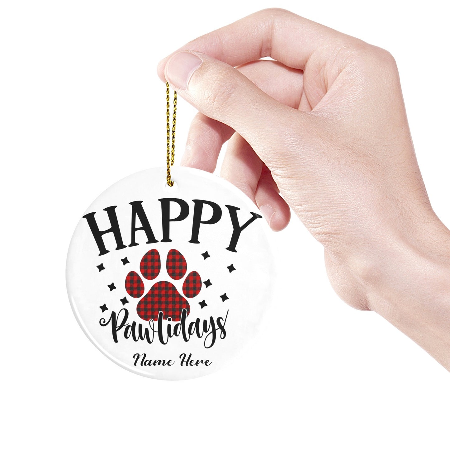 Happy Pawlidays Christmas Ornaments Custom Name Santa Gift