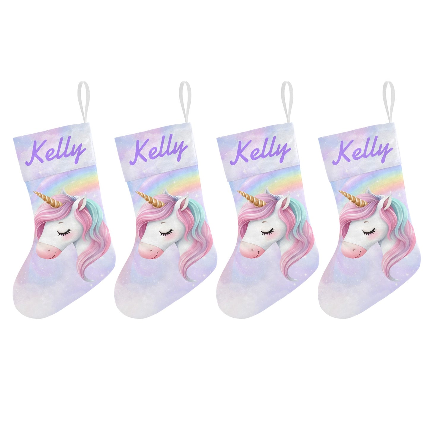 Unicorn Christmas Stocking Custom Name Santa Socks Gift