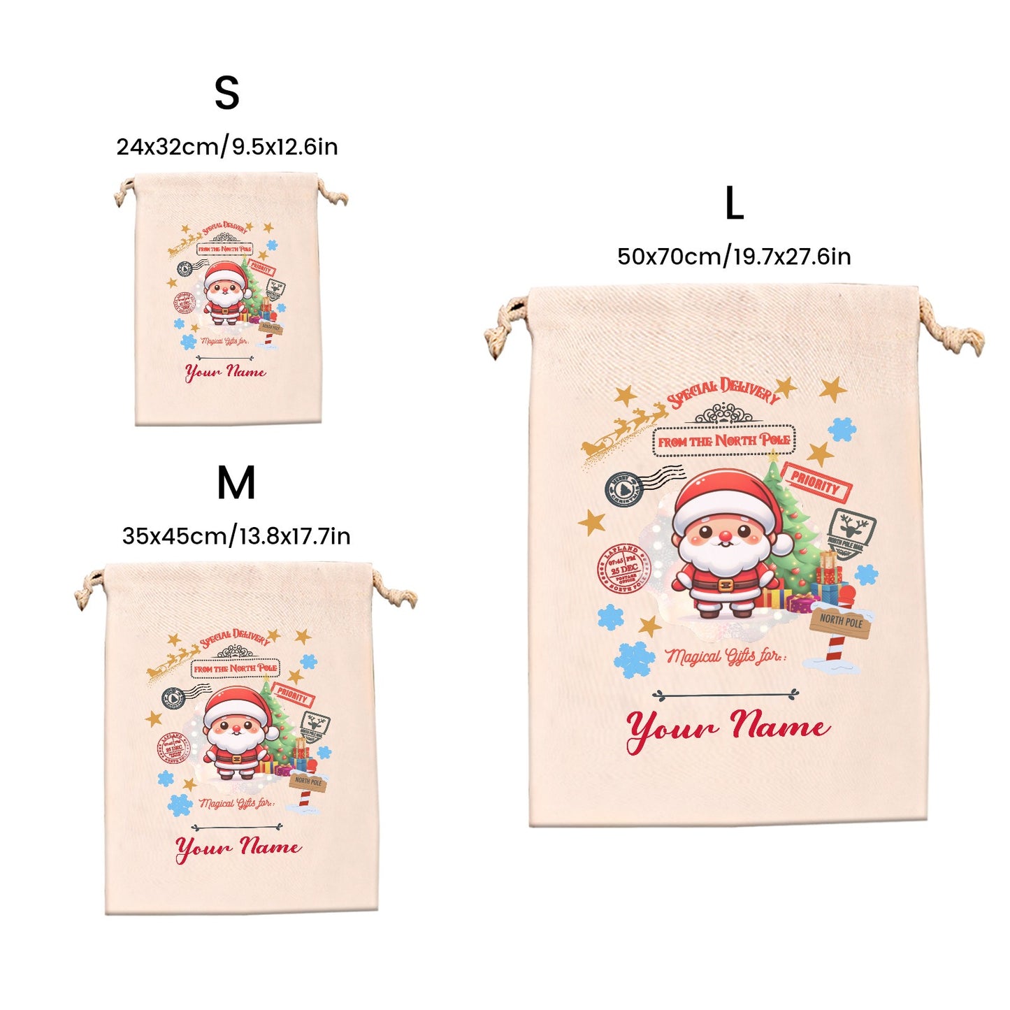 Santa Claus Christmas Gift Bag Custom Santa Gift Bags your Name