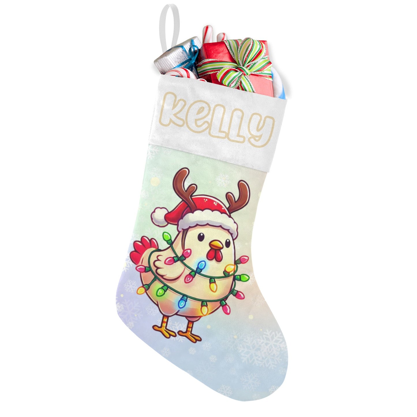 Chicken Christmas Stocking Custom Name Santa Socks Gift