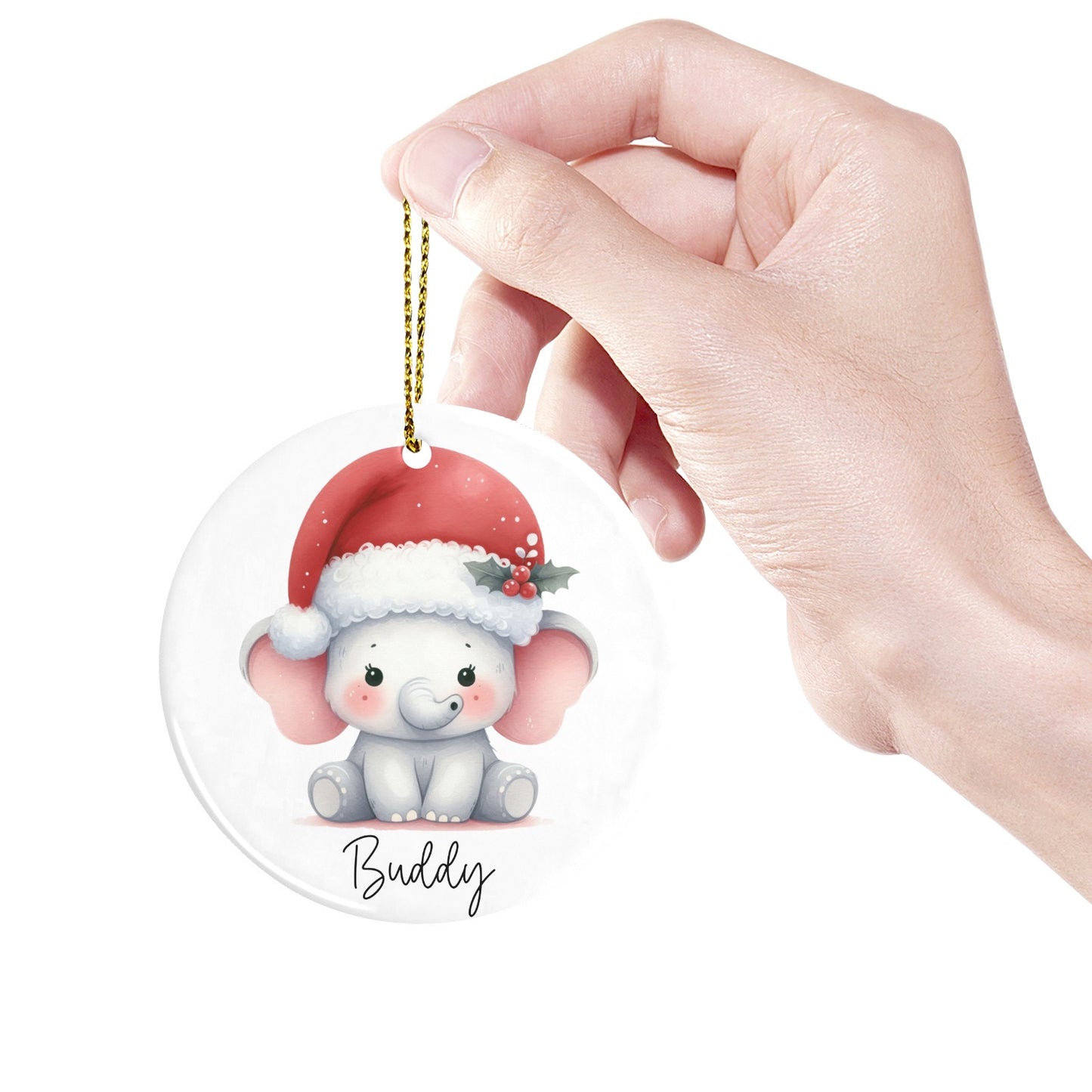 Christmas Elephant Christmas Ornaments Custom Name Santa Gift