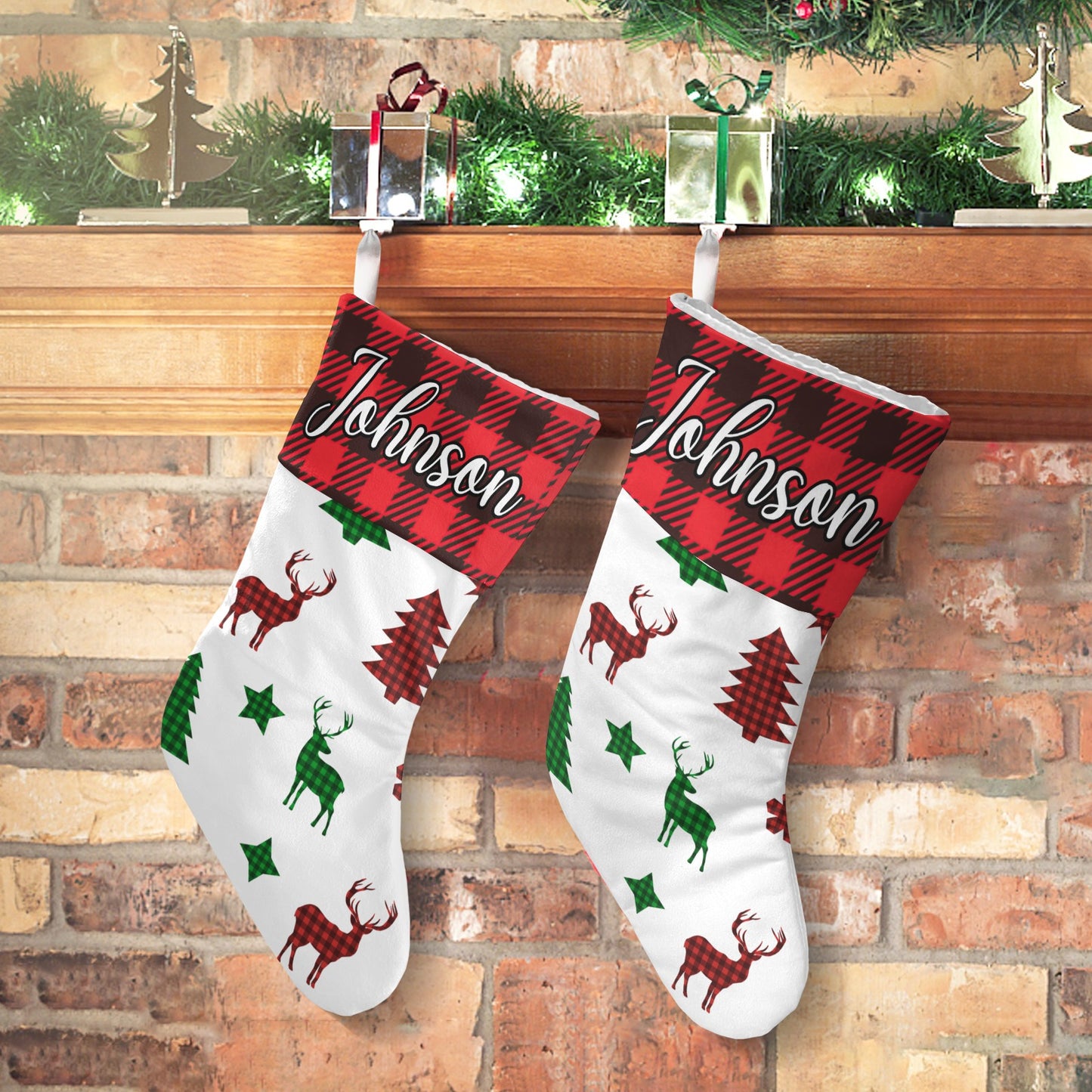 Deer Christmas Stocking Custom Name Christmas Socks Gift