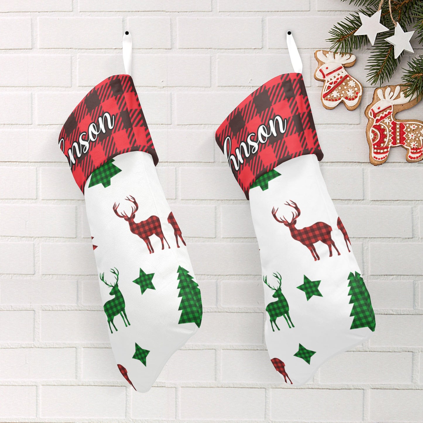 Deer Christmas Stocking Custom Name Christmas Socks Gift