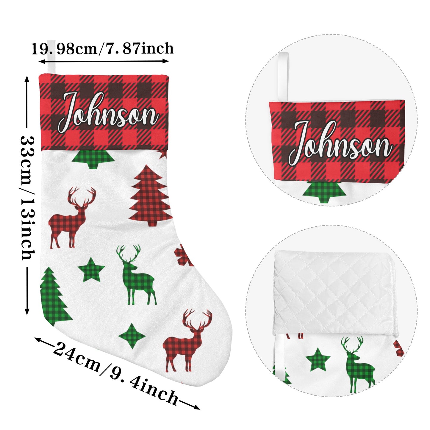 Deer Christmas Stocking Custom Name Christmas Socks Gift