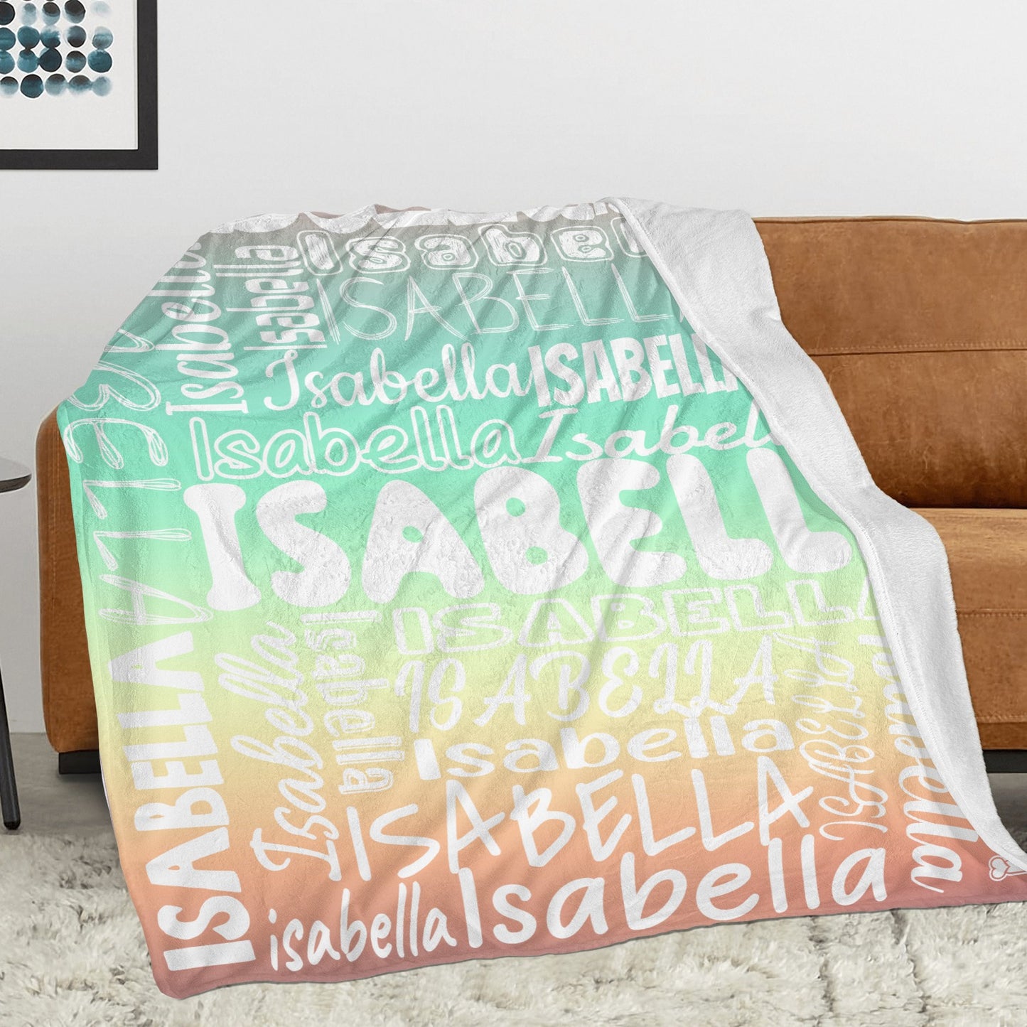 Green Gradient Flannel Blanket Name Blanket Personalized Blanket for Adult Kids Flannel Customize Throw Blanket Custom