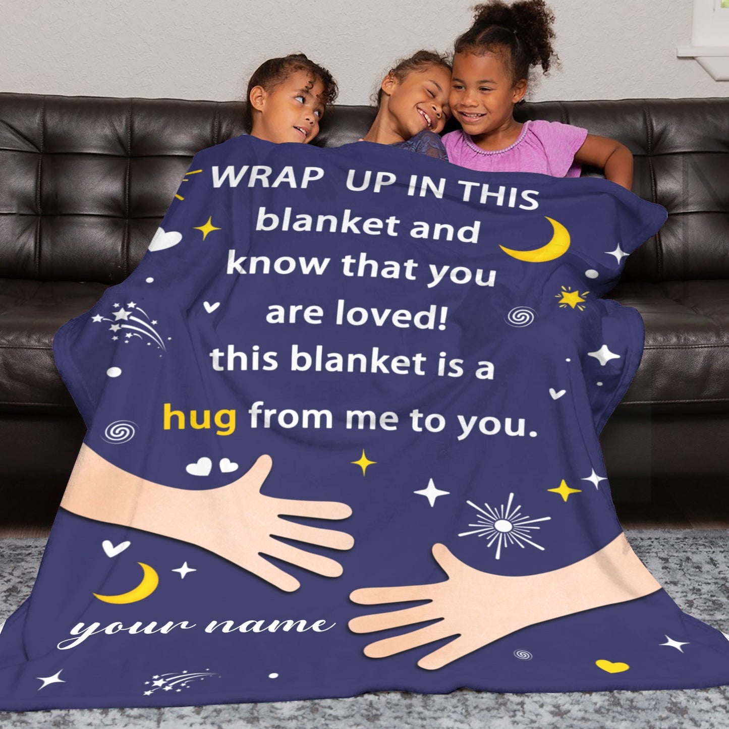 Navy Flannel Blanket Custom Name Blanket Gift for Men Women