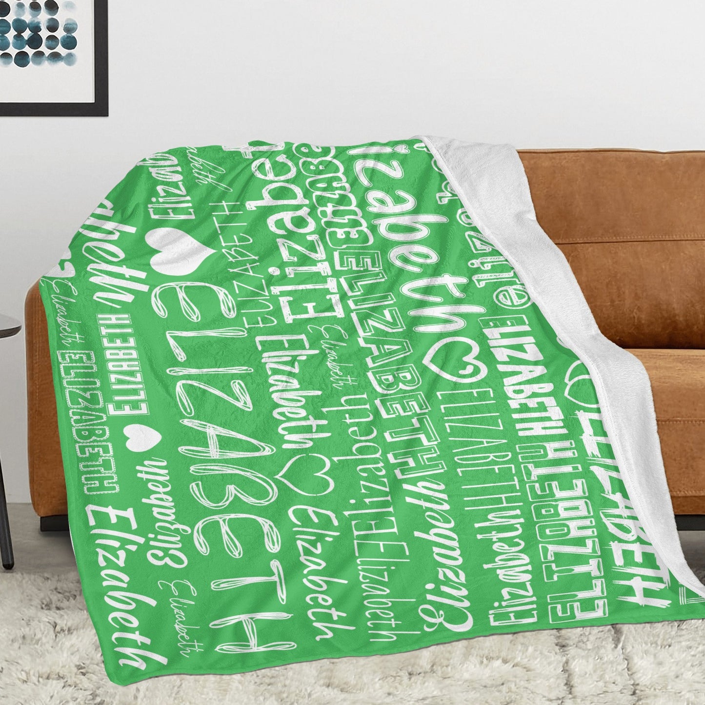 Green Flannel Blanket Name Blanket Personalized Blanket for Adult Kids Flannel Customize Throw Blanket Custom