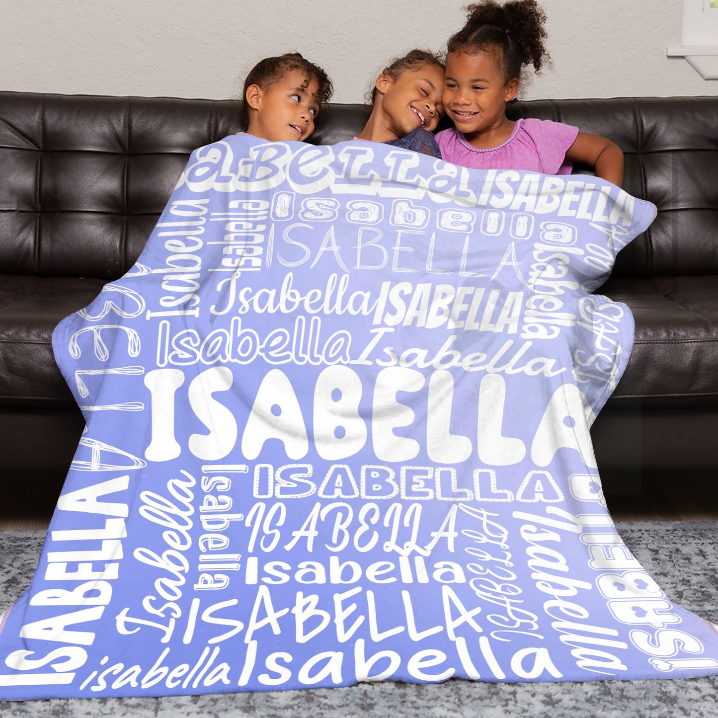 Gradient Purple Flannel Blanket Name Blanket Personalized Blanket for Adult Kids Flannel Customize Throw Blanket Custom