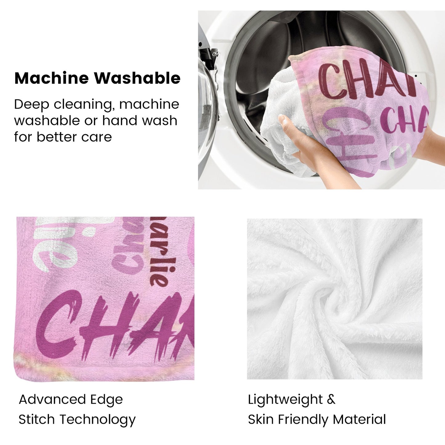 Pink Flannel Blanket Custom Name Blanket Gift for Men Women