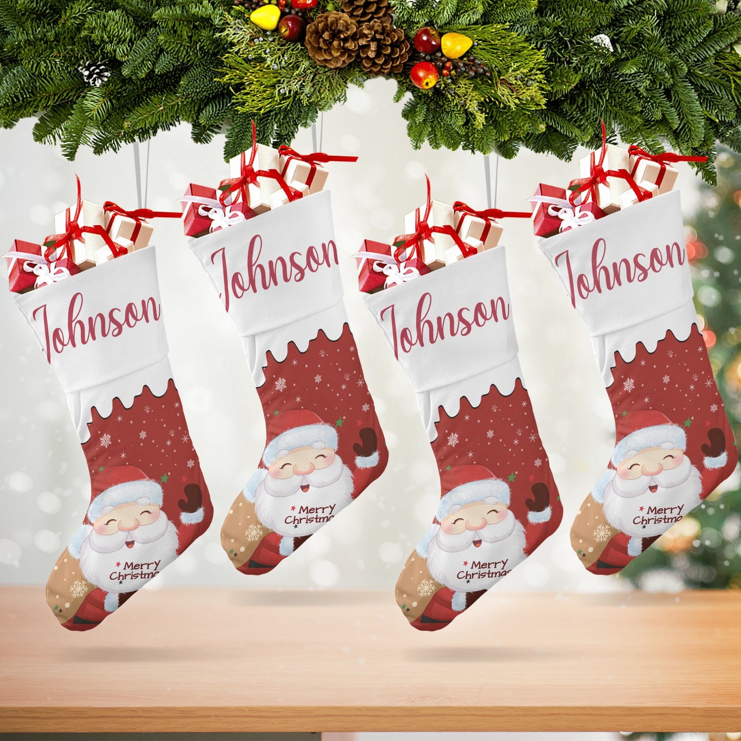 Santa Claus Christmas Stocking Custom Name Christmas Socks Gift