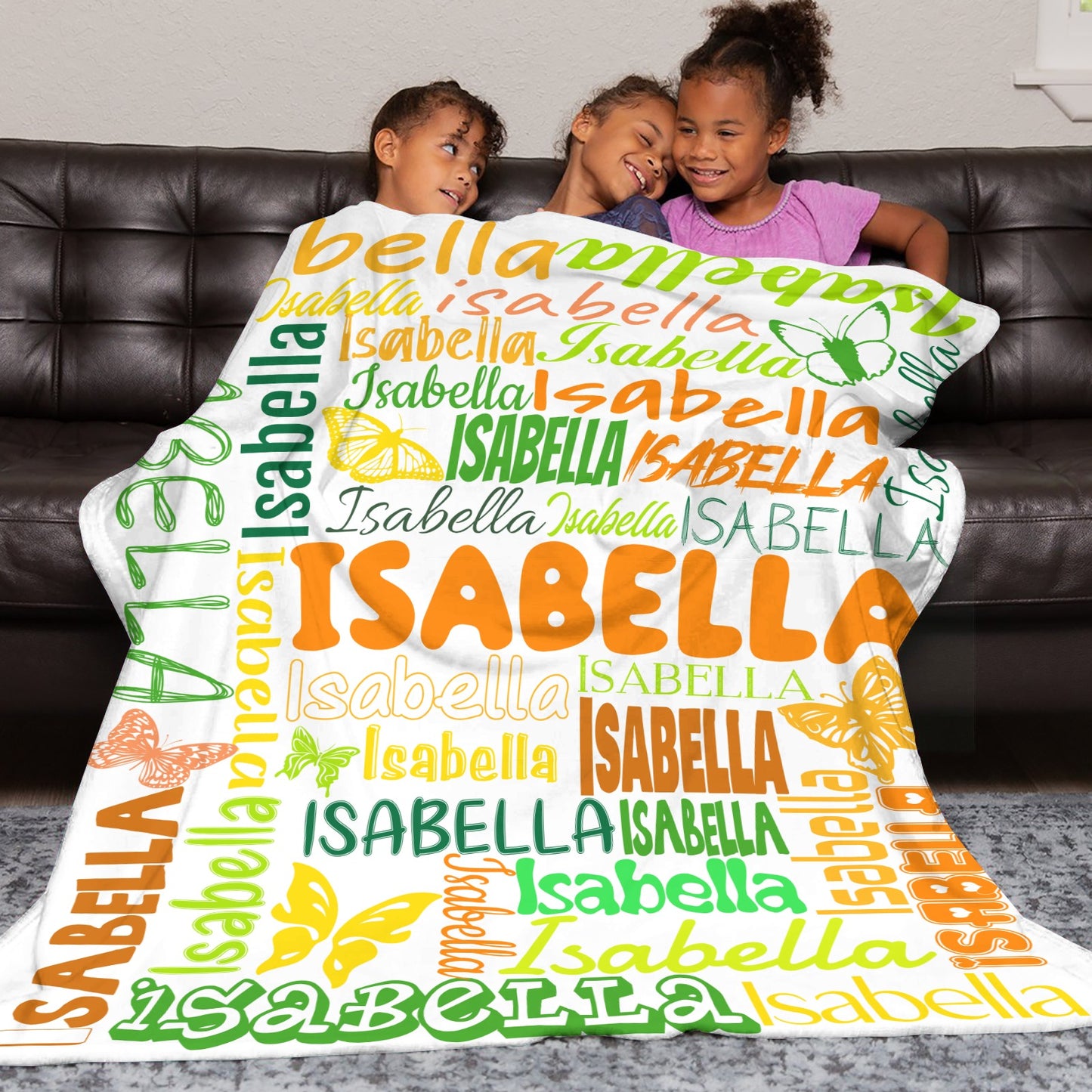 White Flannel Blanket Name Blanket Personalized Blanket for Adult Kids Flannel Customize Throw Blanket Custom