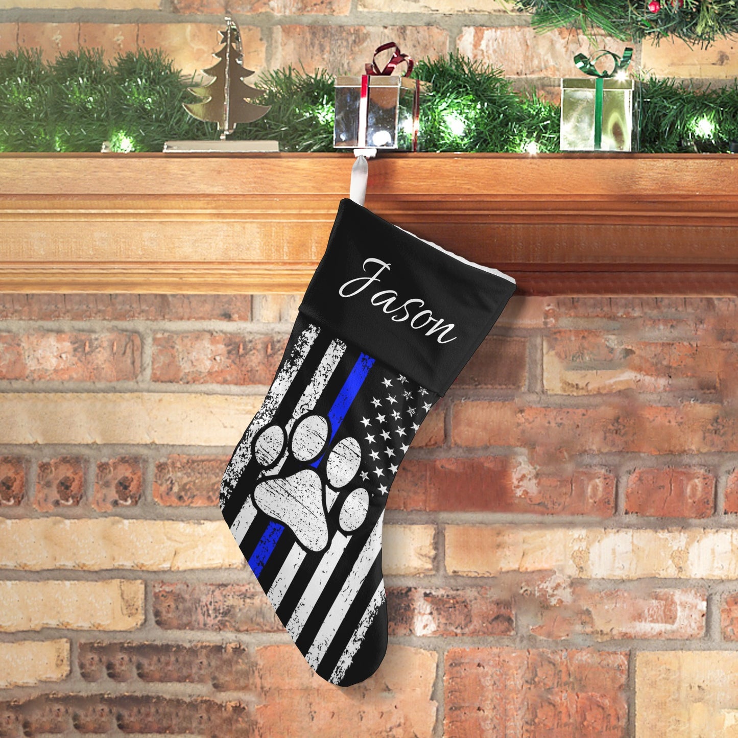 American Cat Claw Christmas Stocking Custom Name Santa Socks Gift