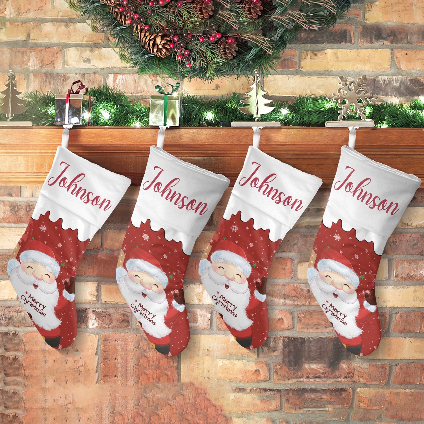 Santa Claus Christmas Stocking Custom Name Christmas Socks Gift