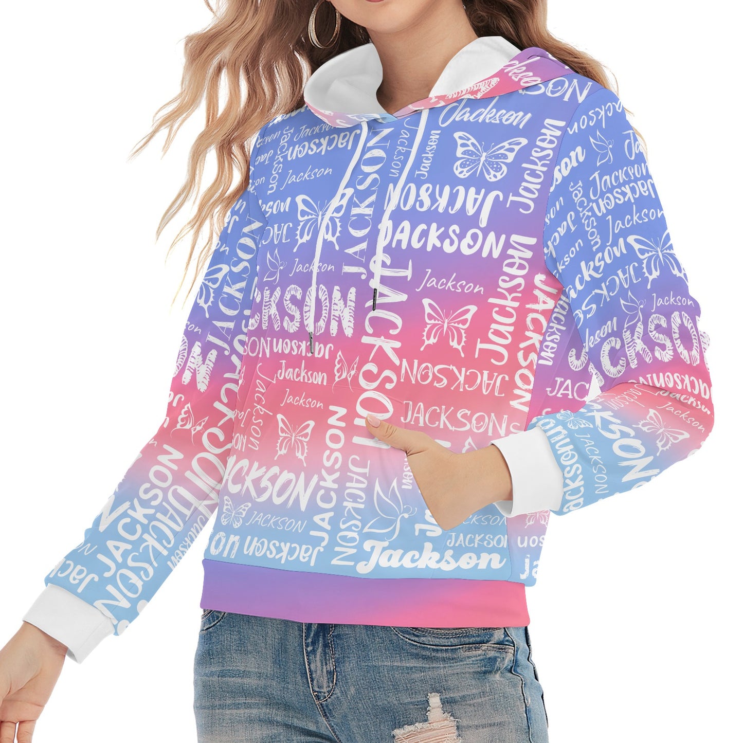 Blue Pink Unisex Heavy Blend Hoodie Custom Hoodie Design Your Own Personalized Hoodies for Women