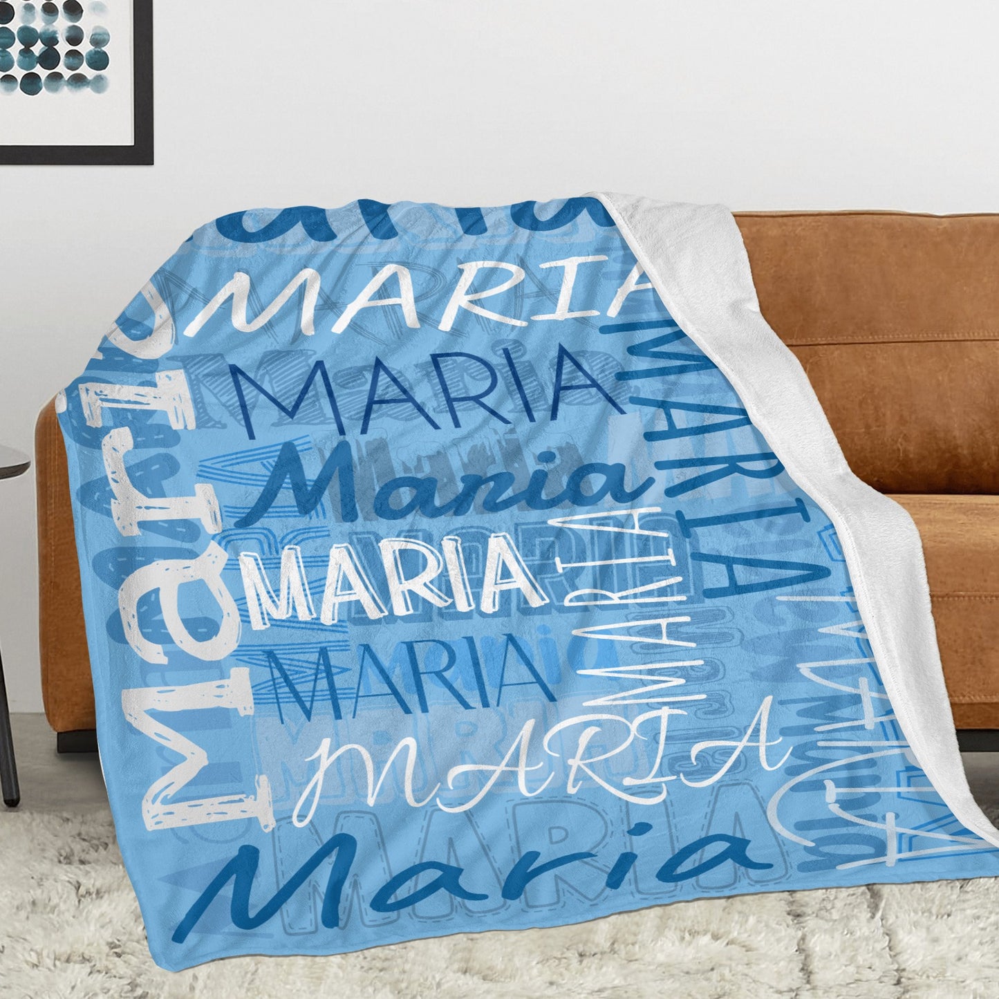 Blue Flannel Blanket Name Blanket Personalized Blanket for Adult Kids Flannel Customize Throw Blanket Custom