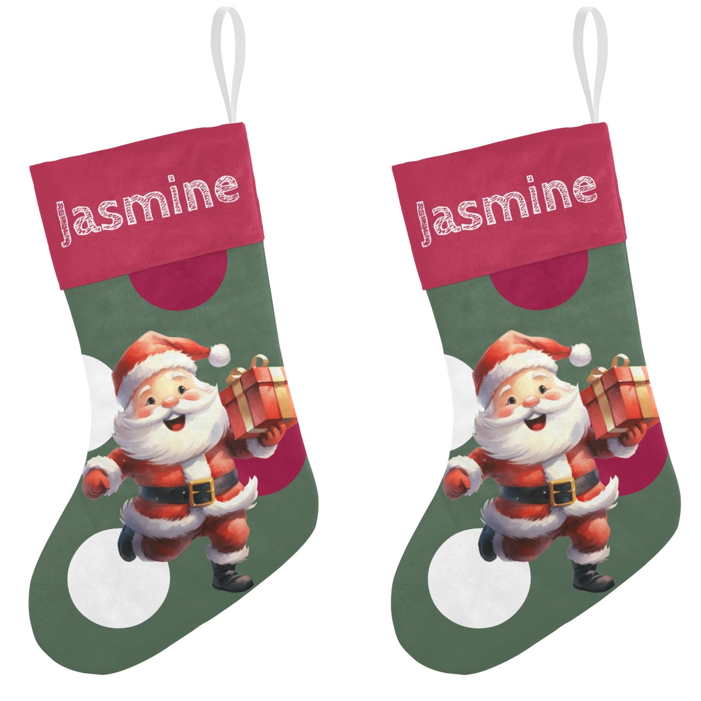 Tie Bow Santa Christmas Stocking Custom Name Santa Socks Gift