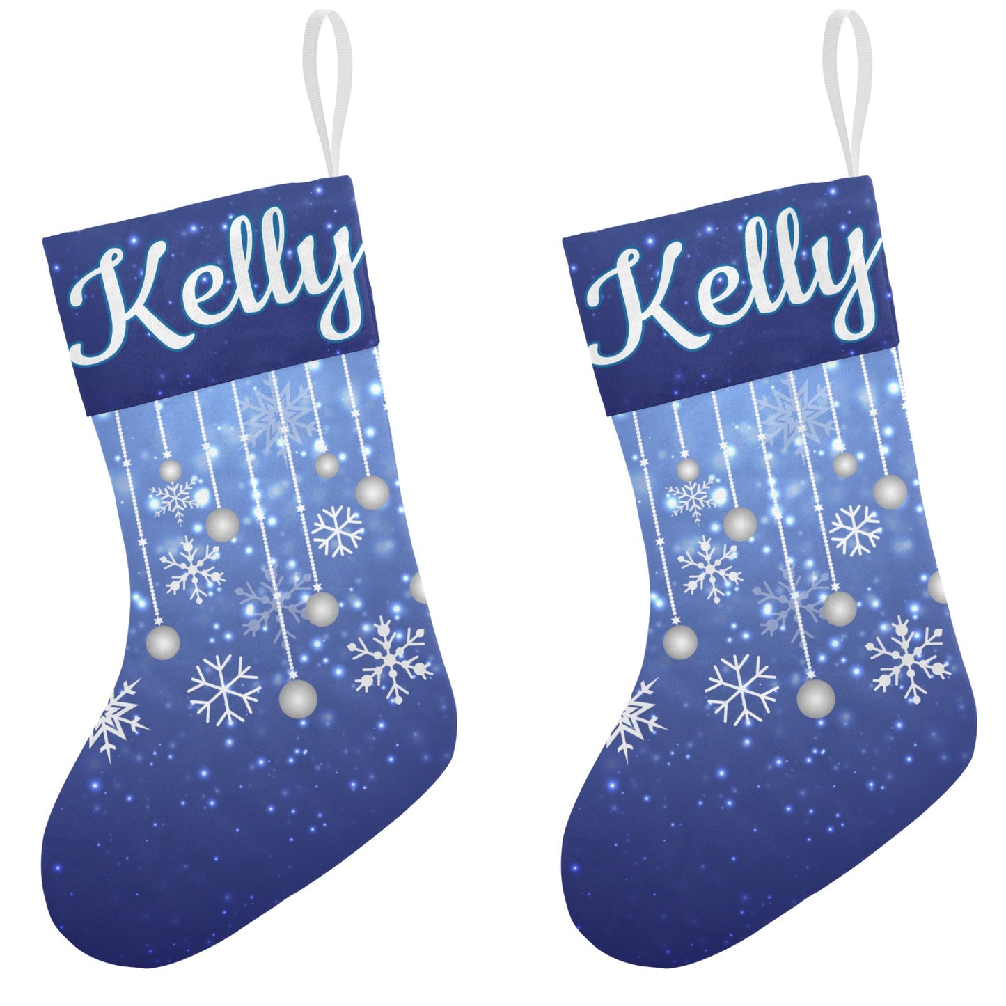 Blue Starry Sky Christmas Stocking Custom Name Santa Socks Gift