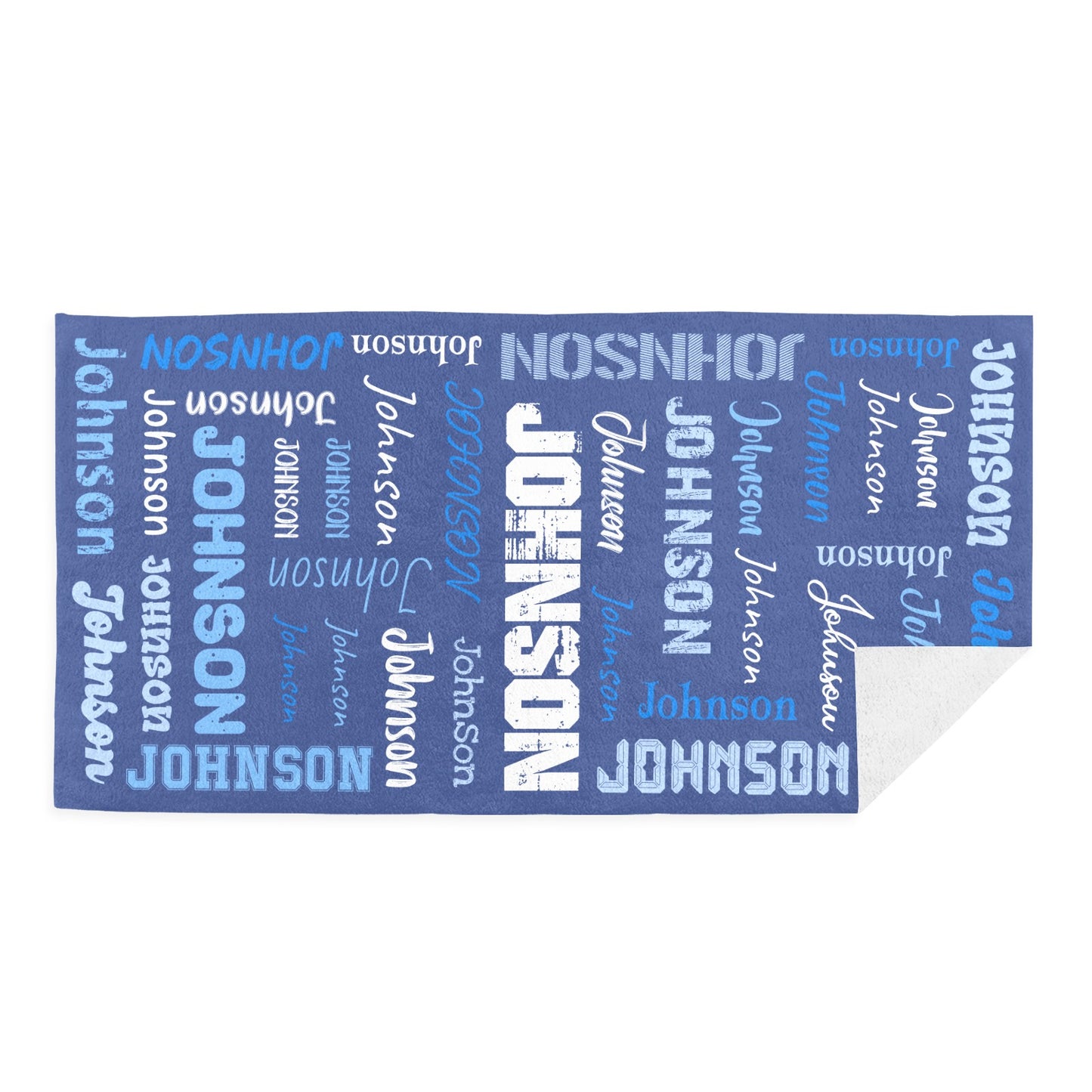 Blue Beach Towel Custom Cotton/Poly Blend Pool Towel - Blue - Personalize with Your Name - Standard Size