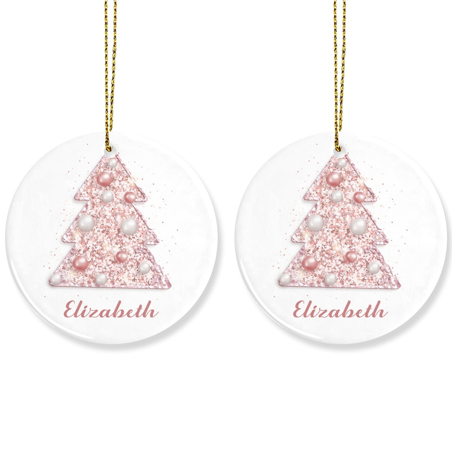 Rose Gold Christmas Tree Christmas Ornaments Custom Name Santa Gift
