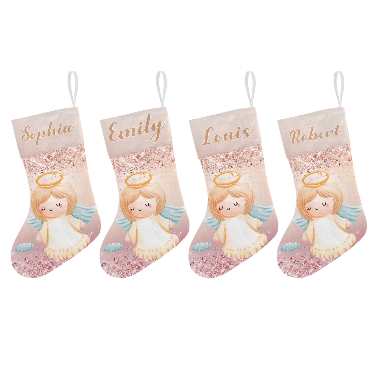 Angel Glitter Christmas Stocking Custom Name Christmas Socks Gift