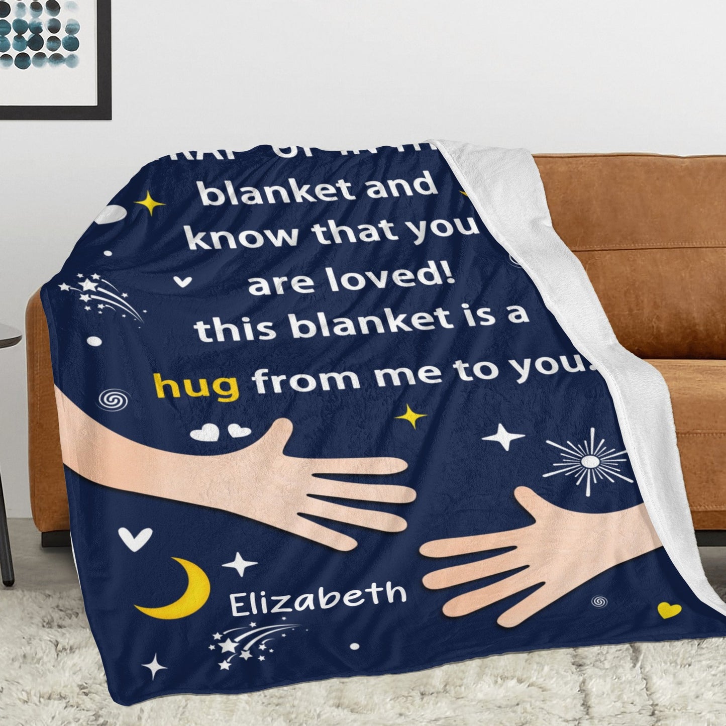 Hug Healing Flannel Blanket Custom Name Blanket Gift for Men Women