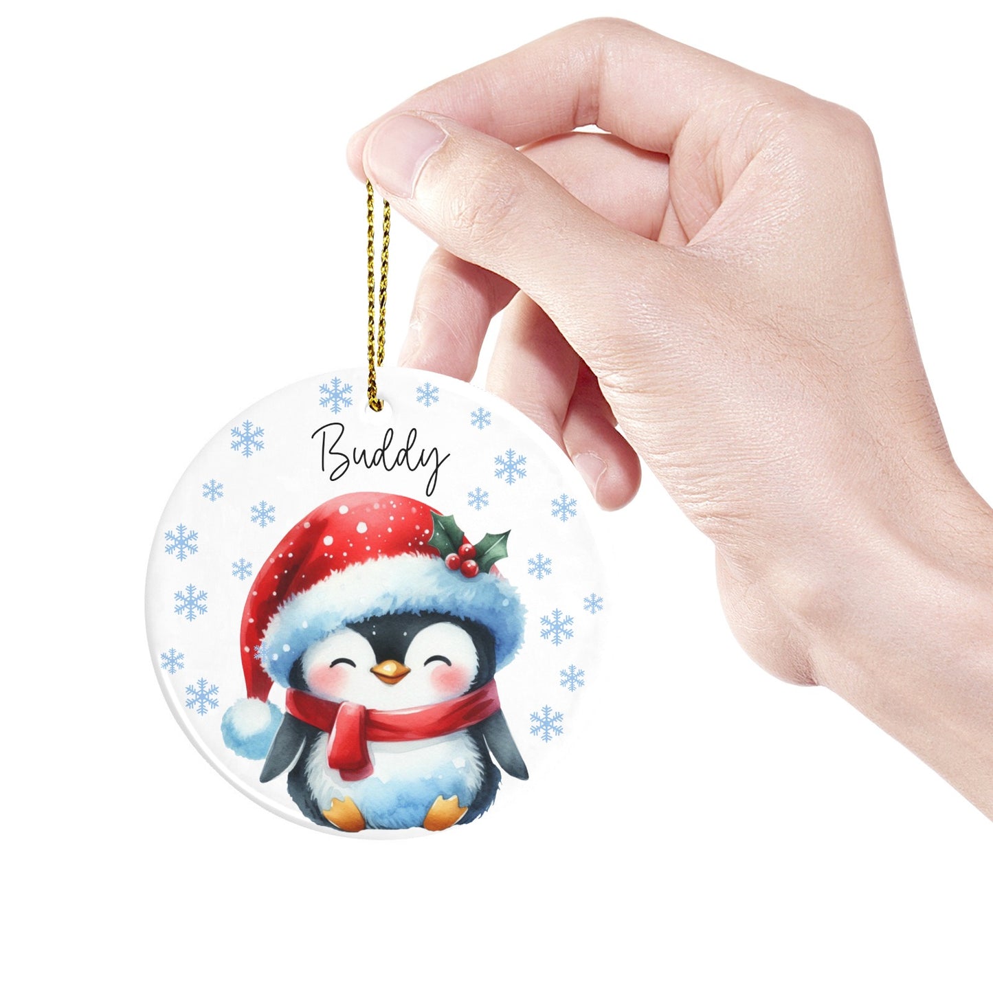 Penguin Christmas Ornaments Custom Name Santa Gift