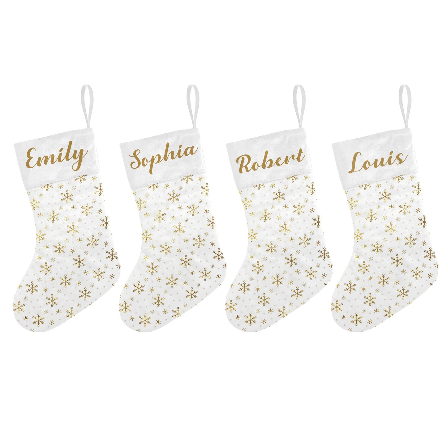 Gold Snowflakes Christmas Stocking Custom Name Christmas Socks Gift
