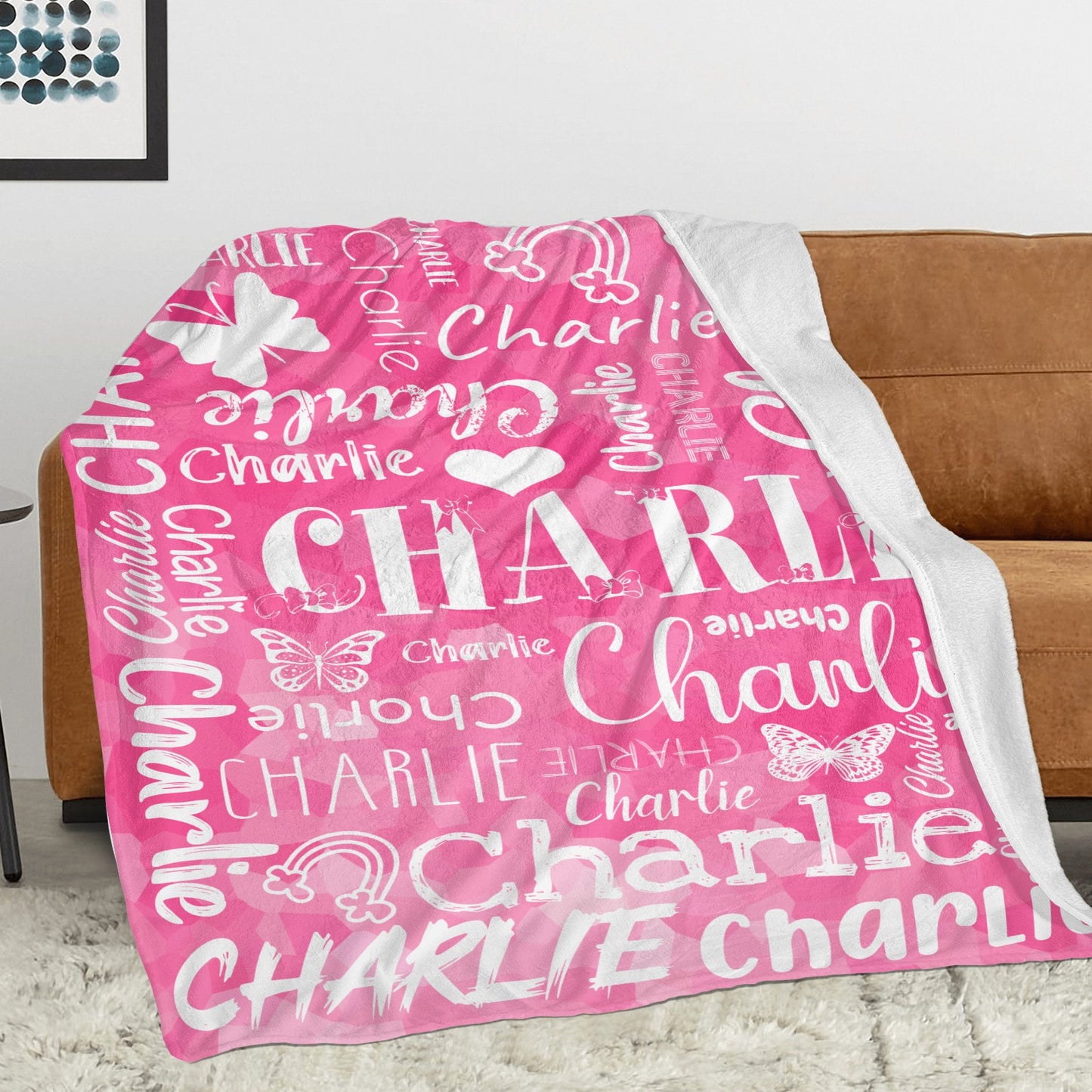 Pink Flannel Blanket Custom Name Blanket Gift for Men Women