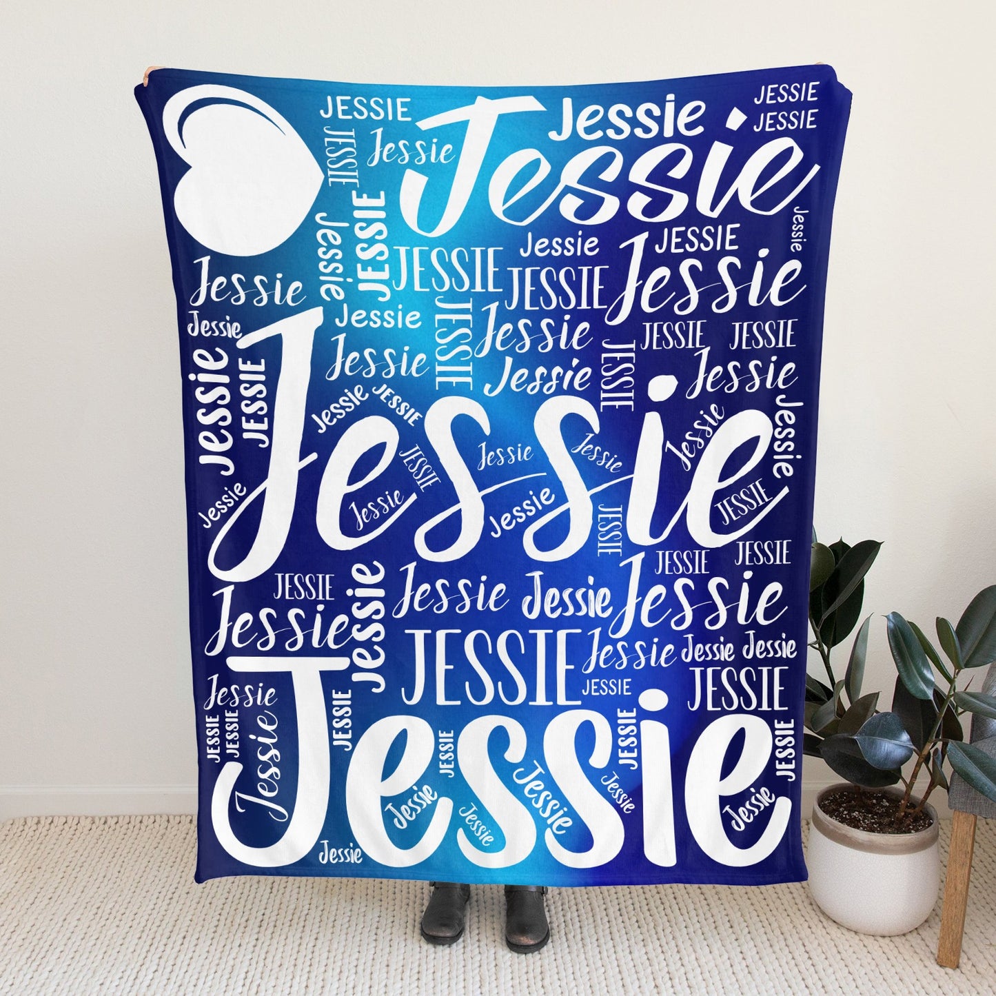 Blue Flannel Blanket Custom Name Blanket Gift for Men Women