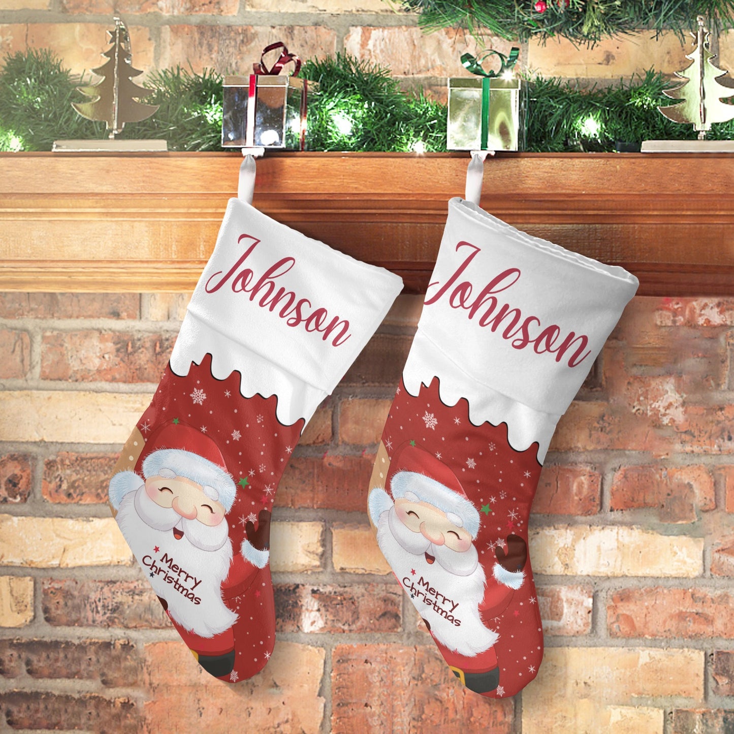 Santa Claus Christmas Stocking Custom Name Christmas Socks Gift