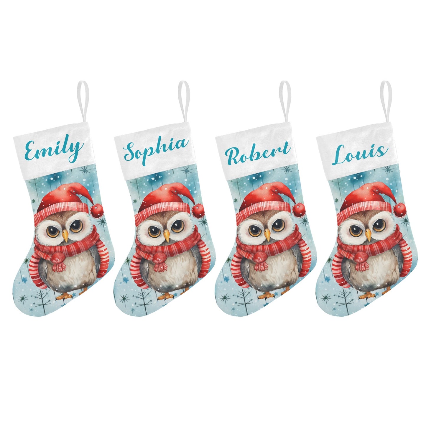 Owl Christmas Stocking Custom Name Christmas Socks Gift