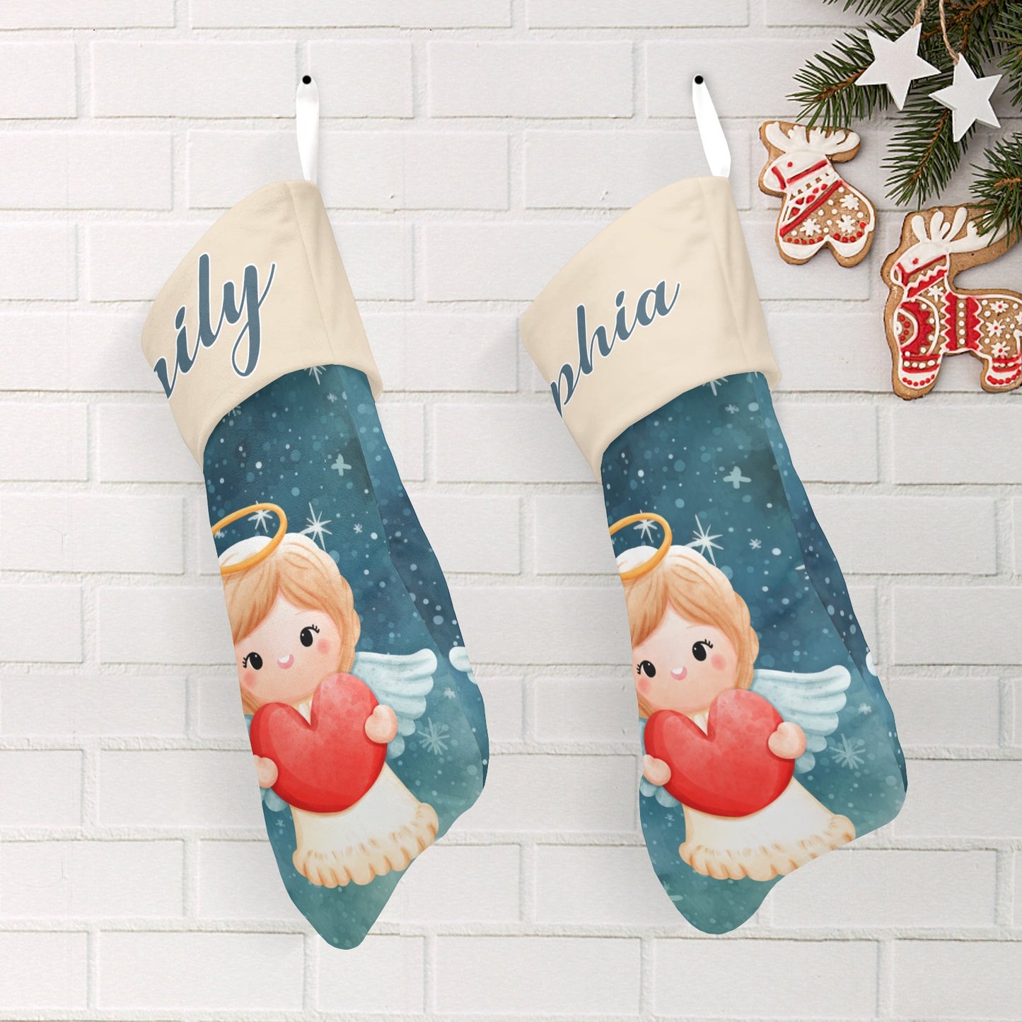 Angel Christmas Stocking Custom Name Christmas Socks Gift