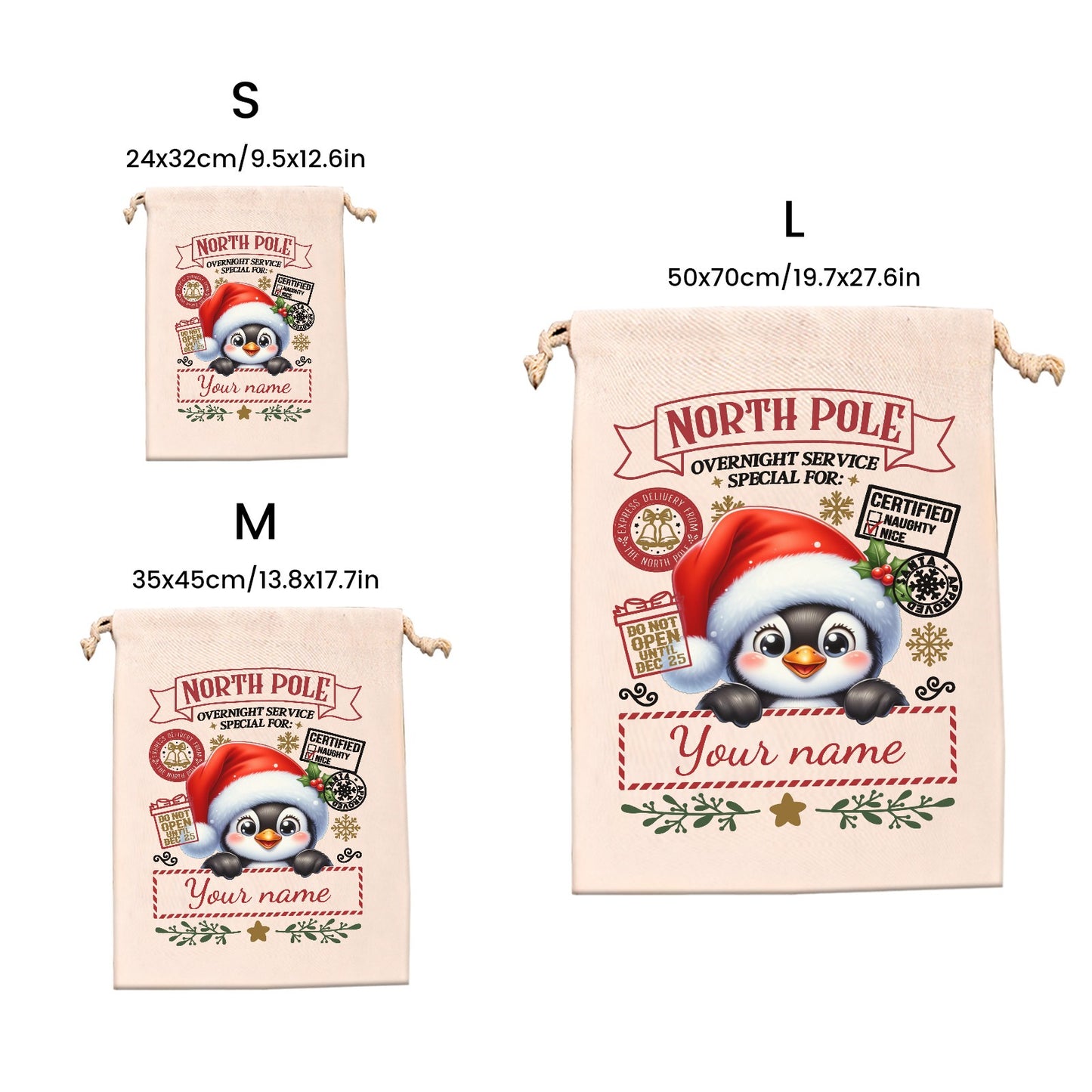 penguin Christmas Gift Bag Personalized Christmas Wrapping Gift Bags